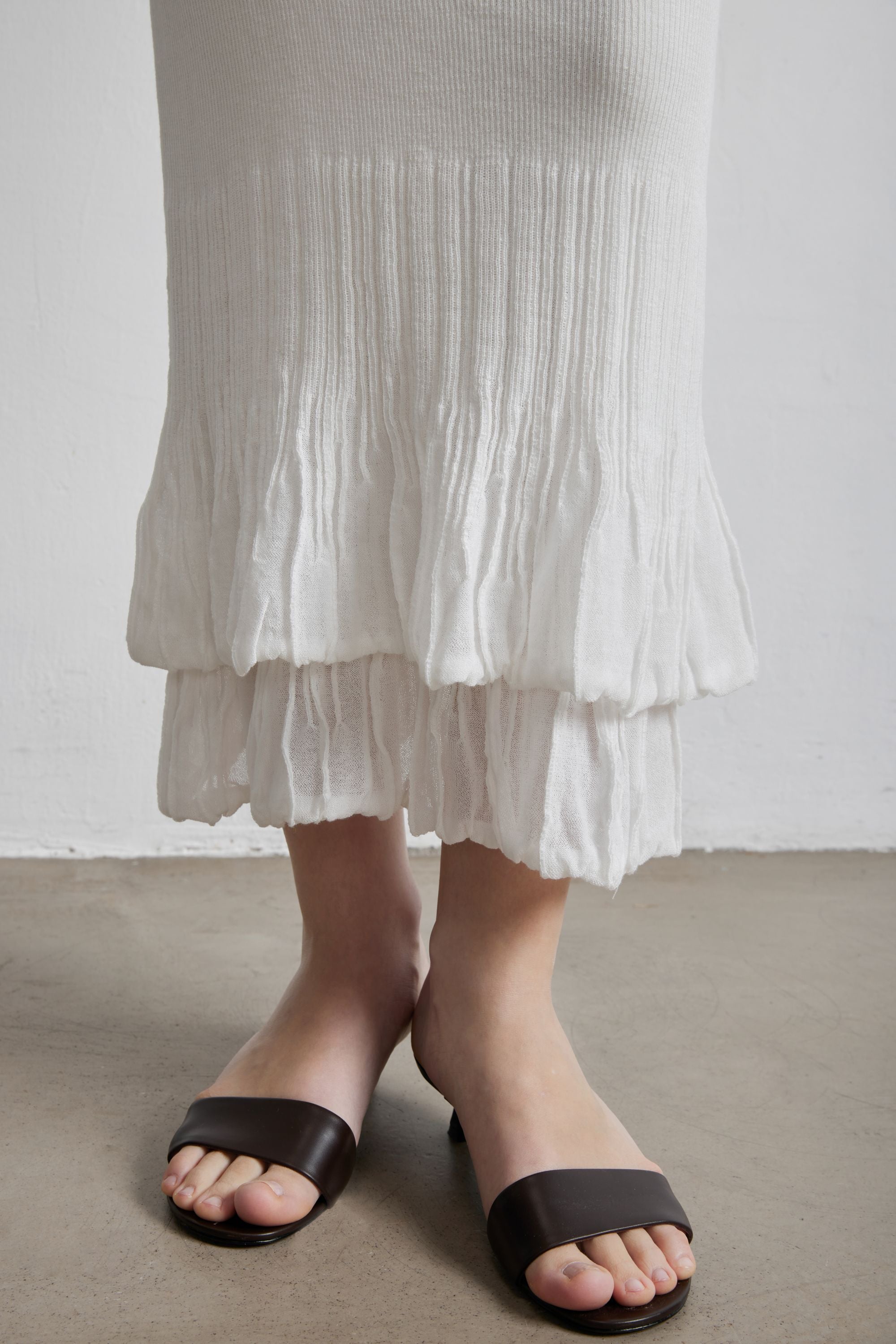 DOUBLE-LAYER 中長裙(白色)