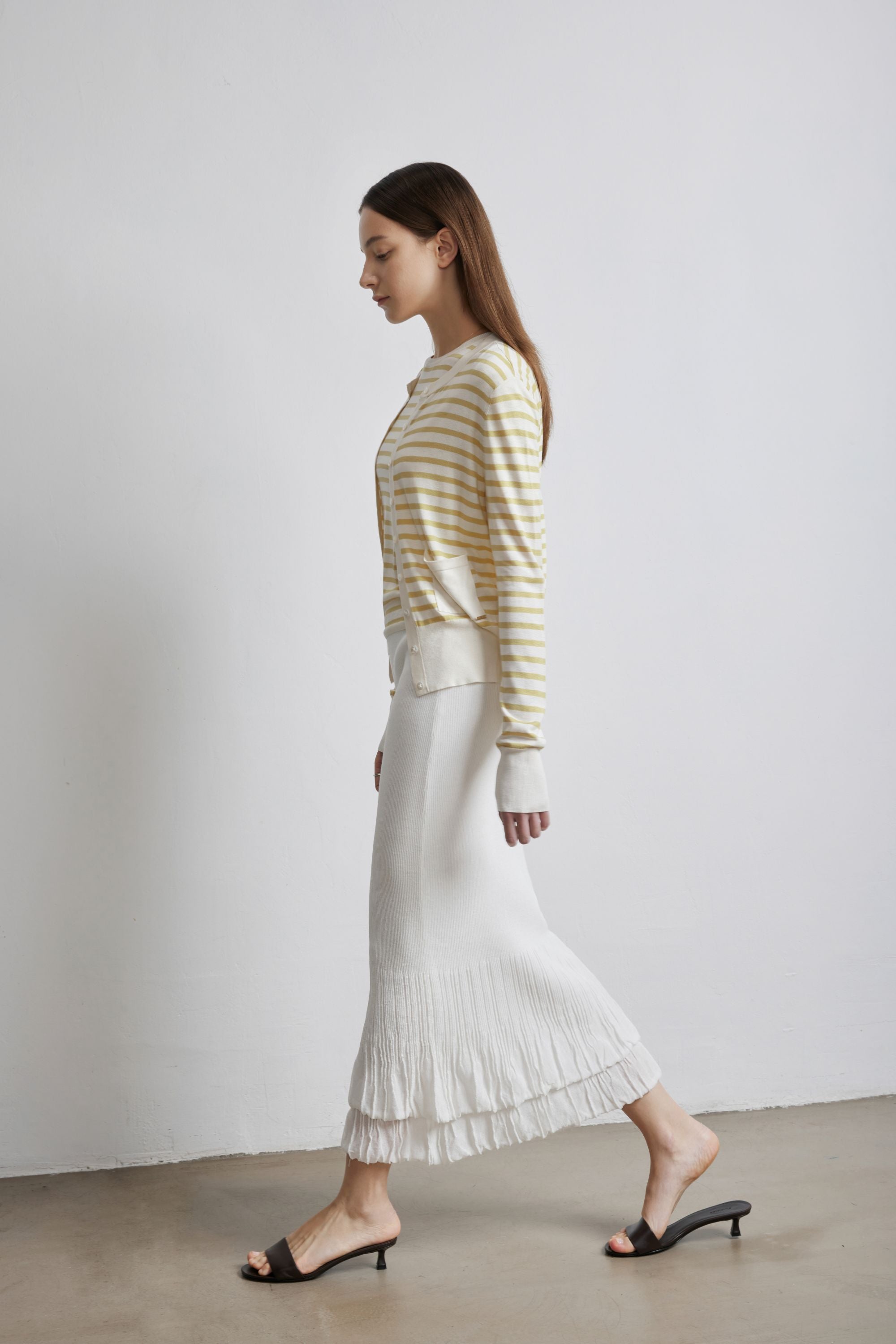 DOUBLE-LAYER 中長裙(白色)