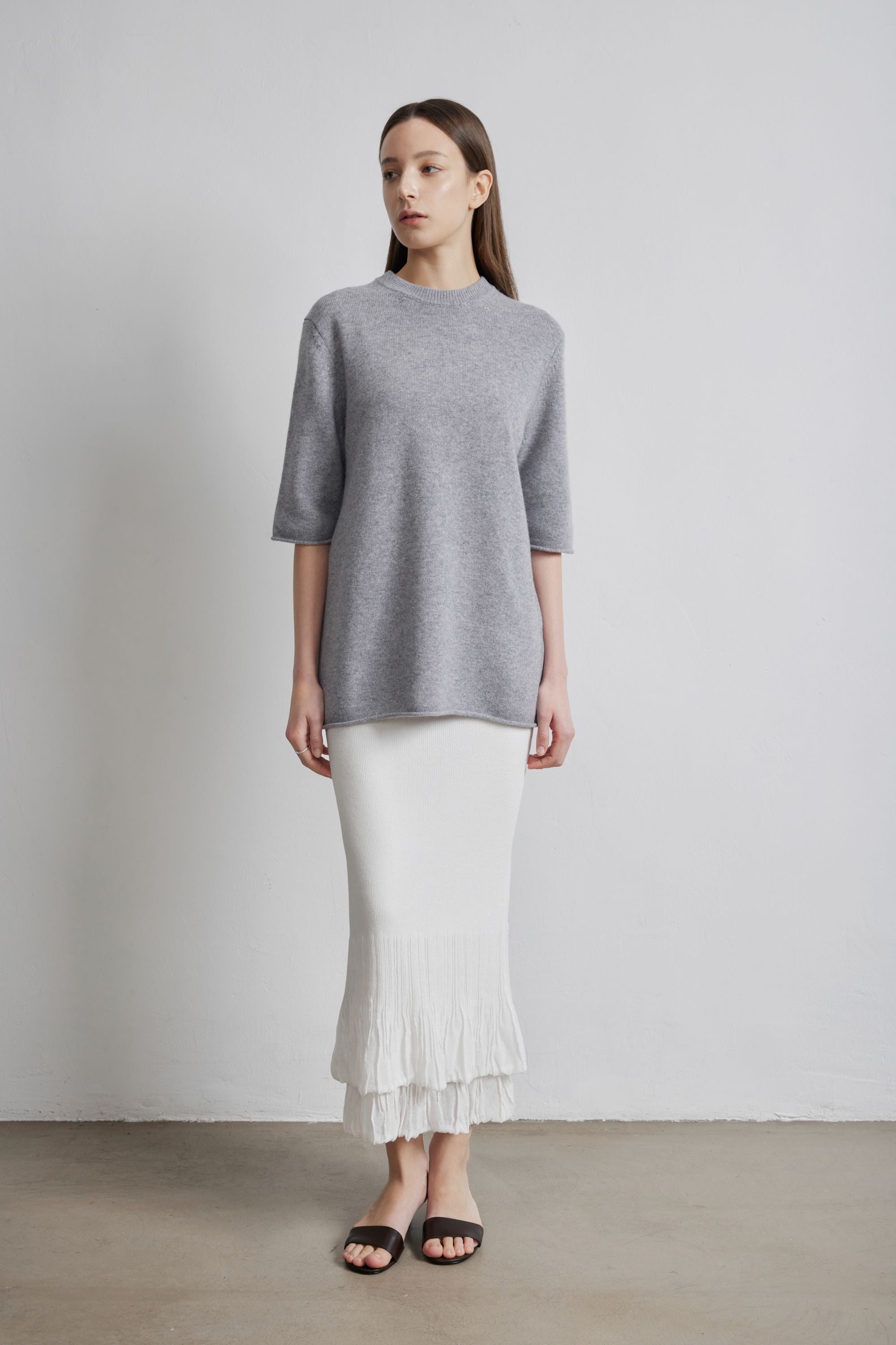 DOUBLE-LAYER 中長裙(白色)