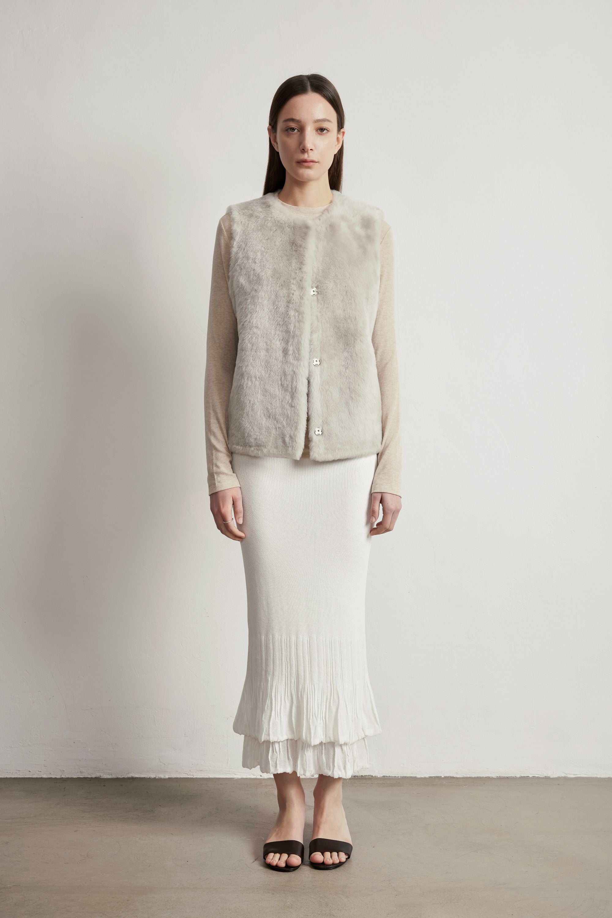 CLOUD merino wool shearling gilet (Milk)