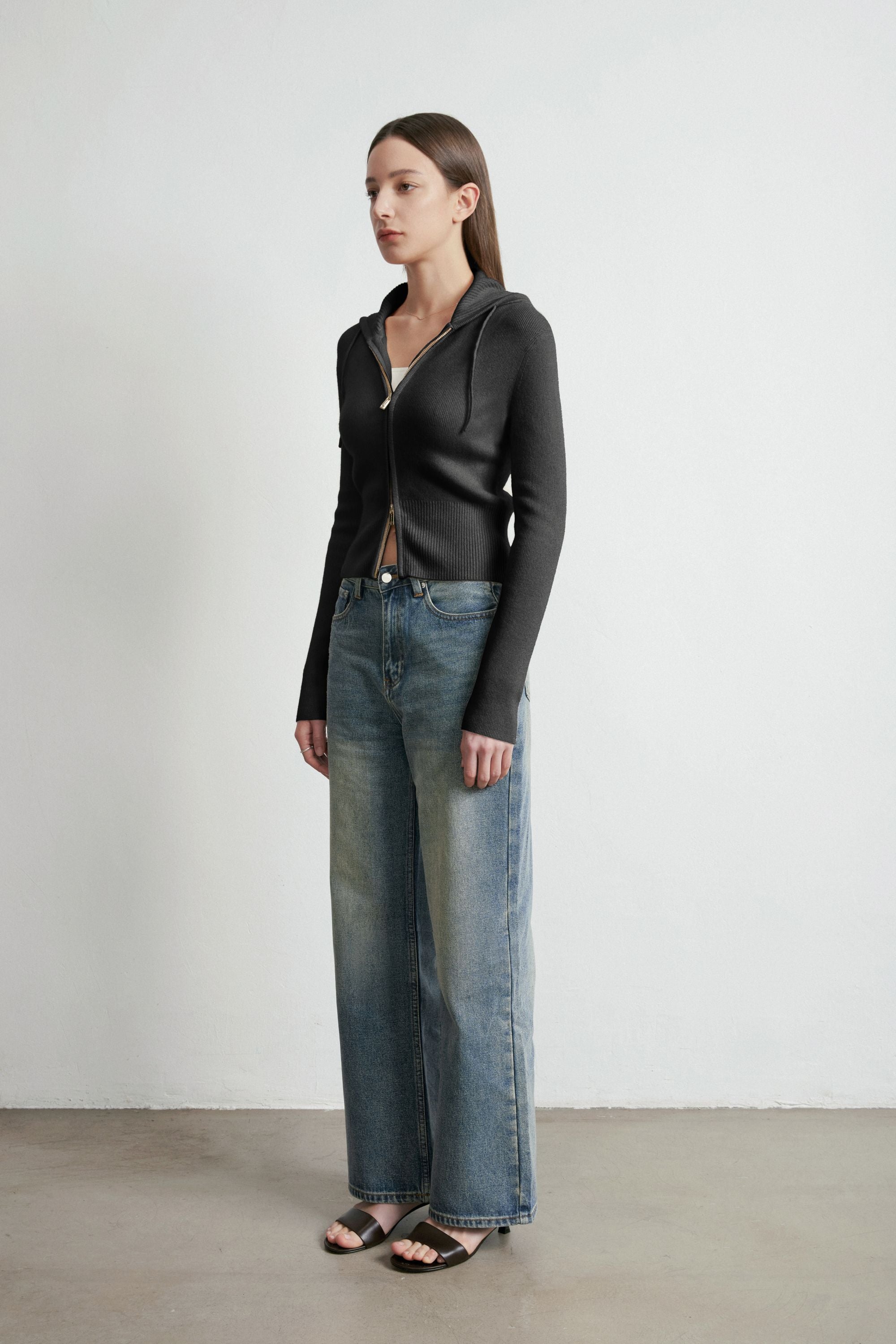 VERENA cotton zip-up jacket (Black)