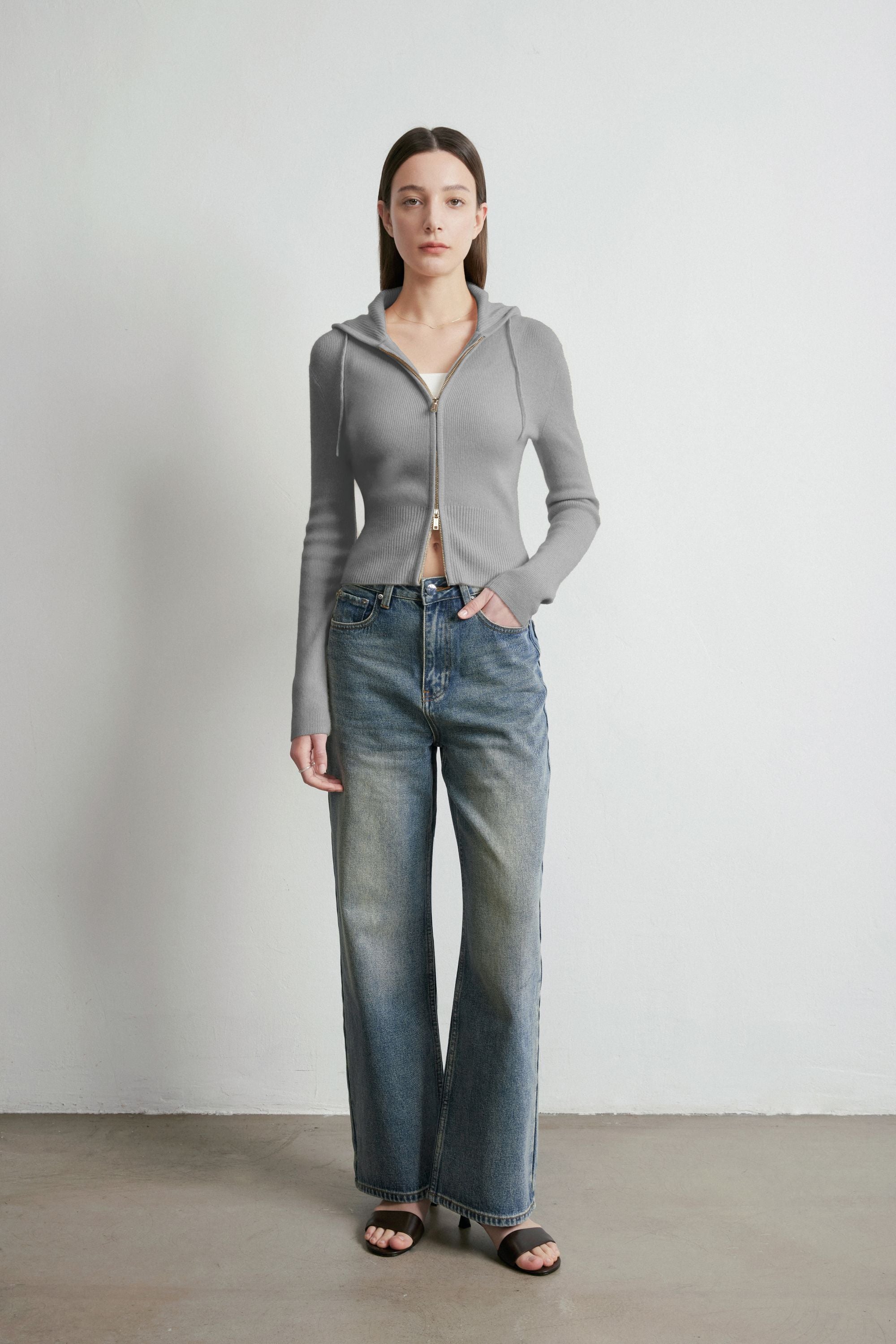 VERENA cotton zip-up jacket (Grey)