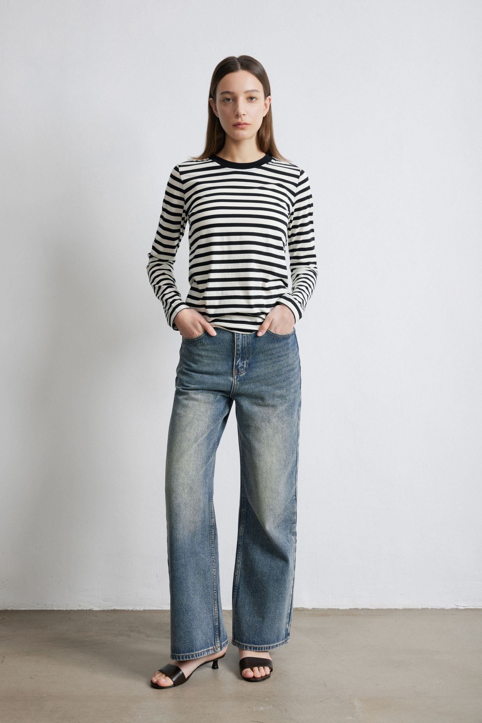 PIMA 2.0 cotton long tee (Black stripe)