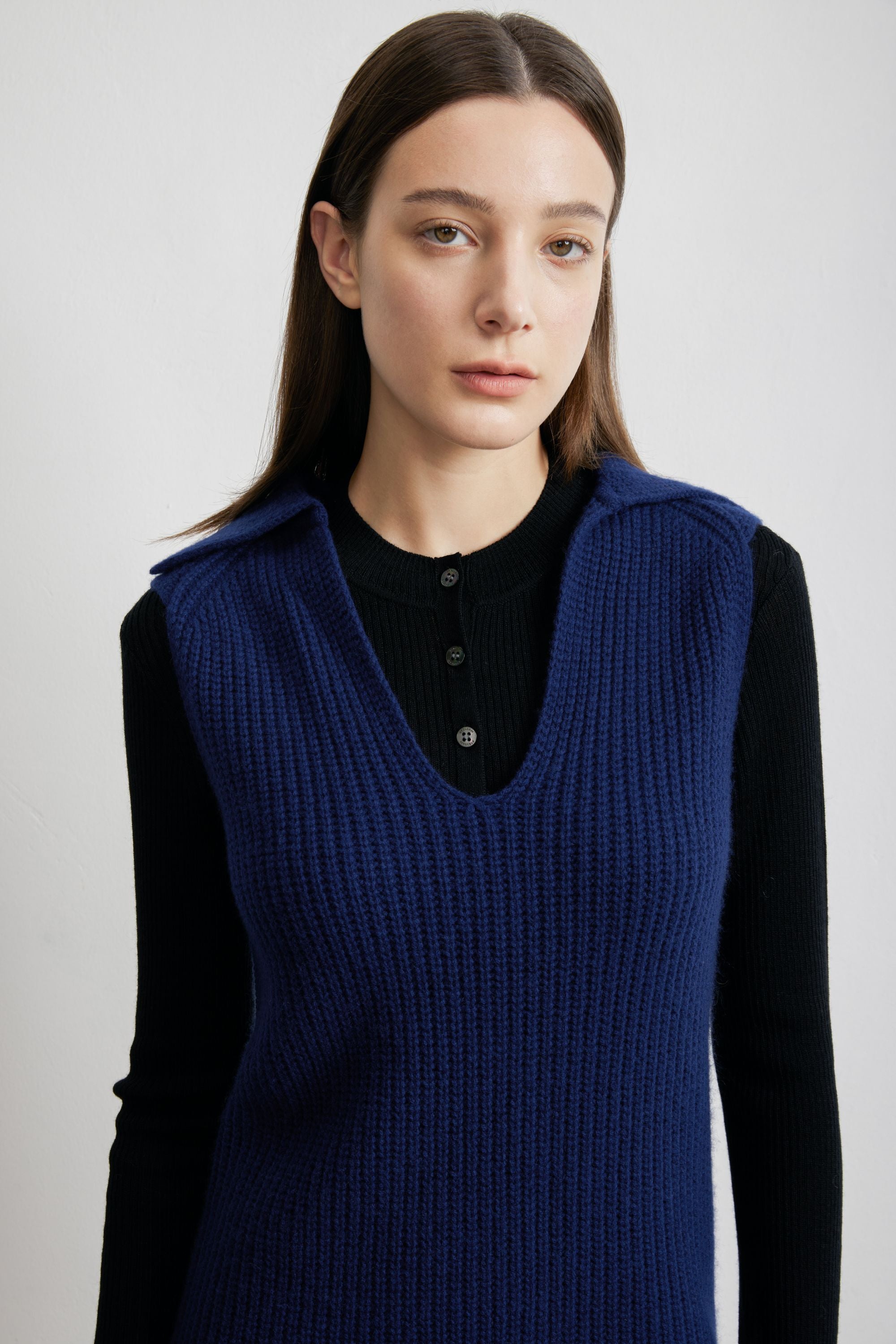 ABBY 羊絨中長連衣裙(藍色)