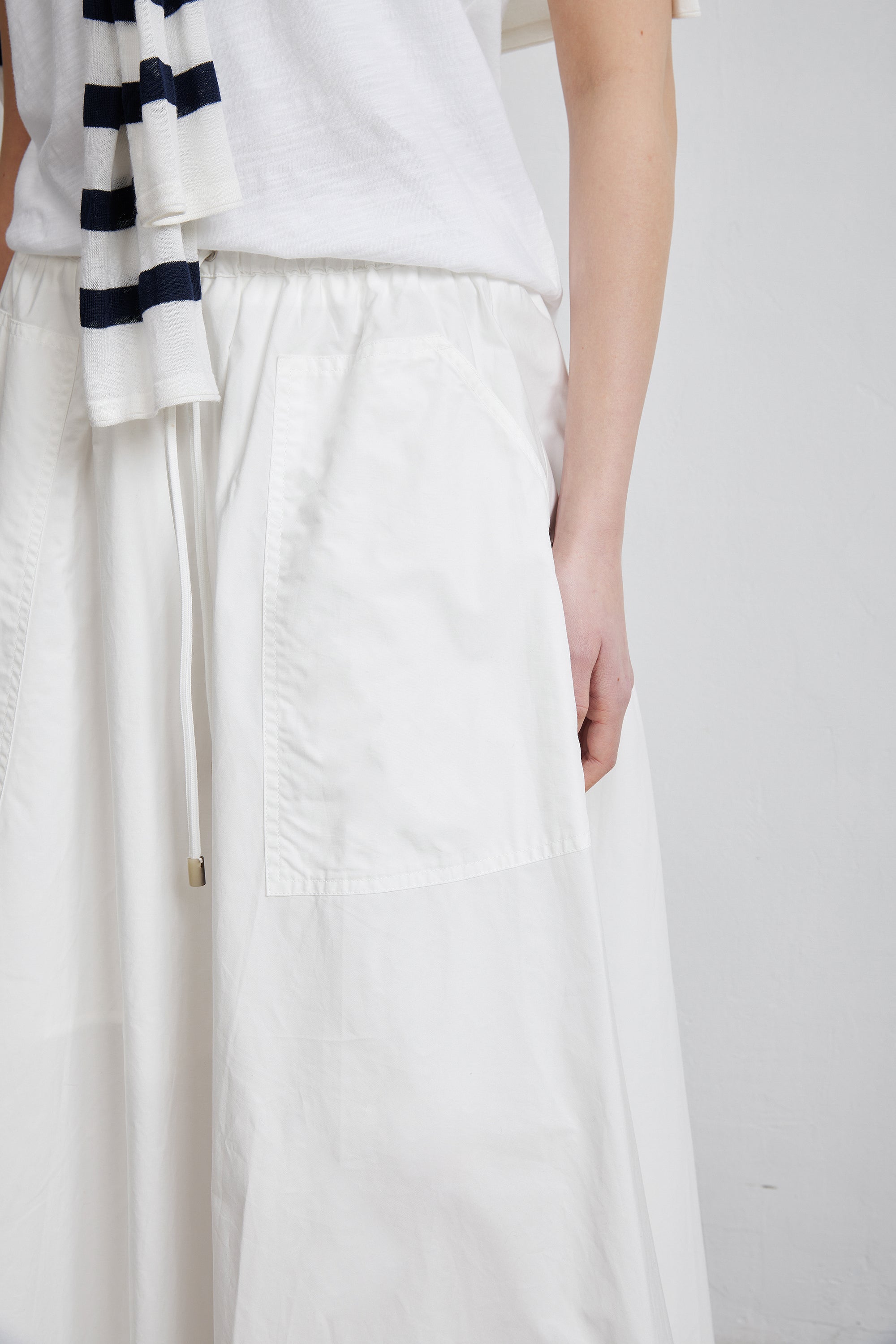 MOON cotton midi skirt (White)