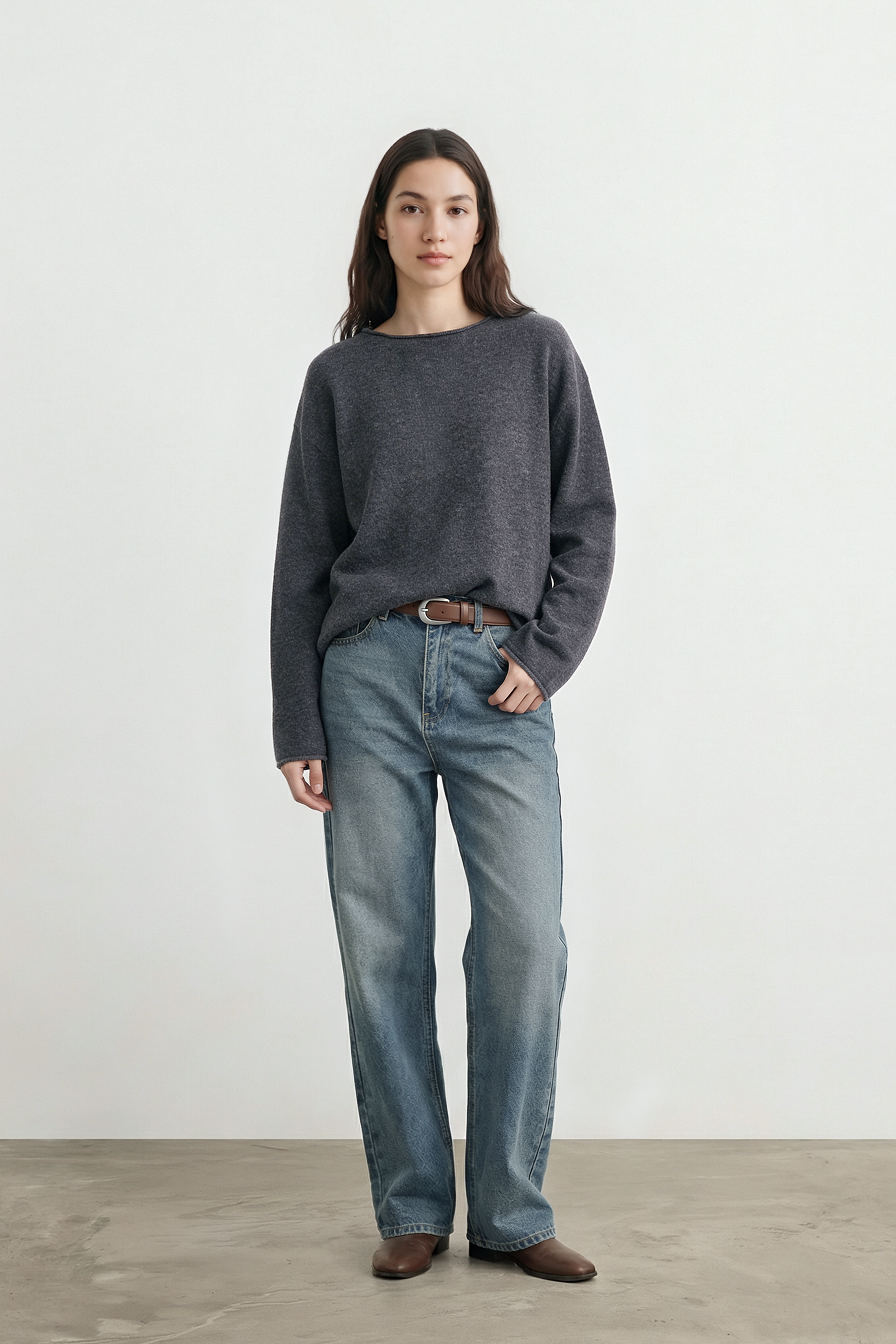 ELEANOR seamless cashmere-blend sweater (Dark grey)