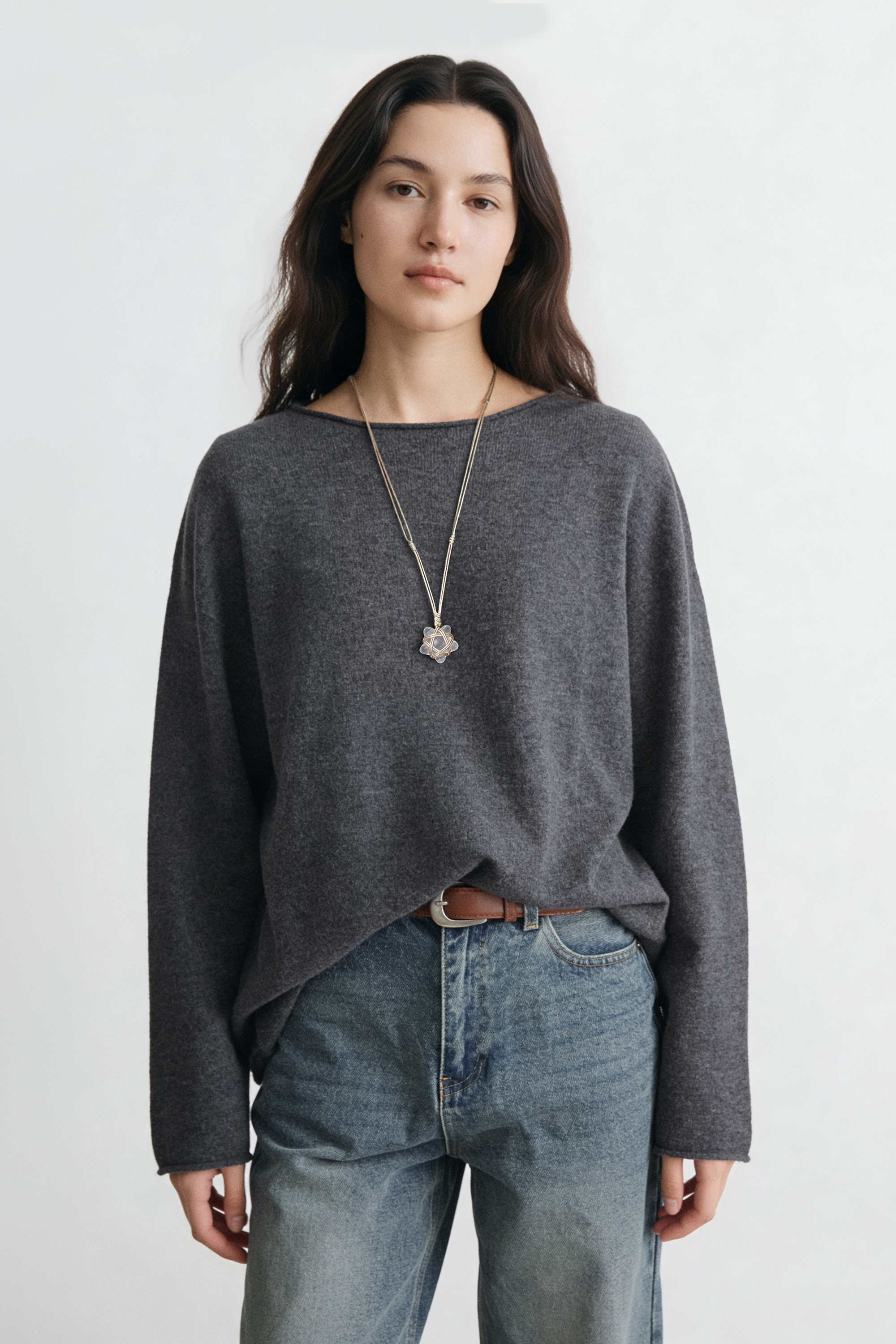 ELEANOR seamless cashmere-blend sweater (Dark grey)