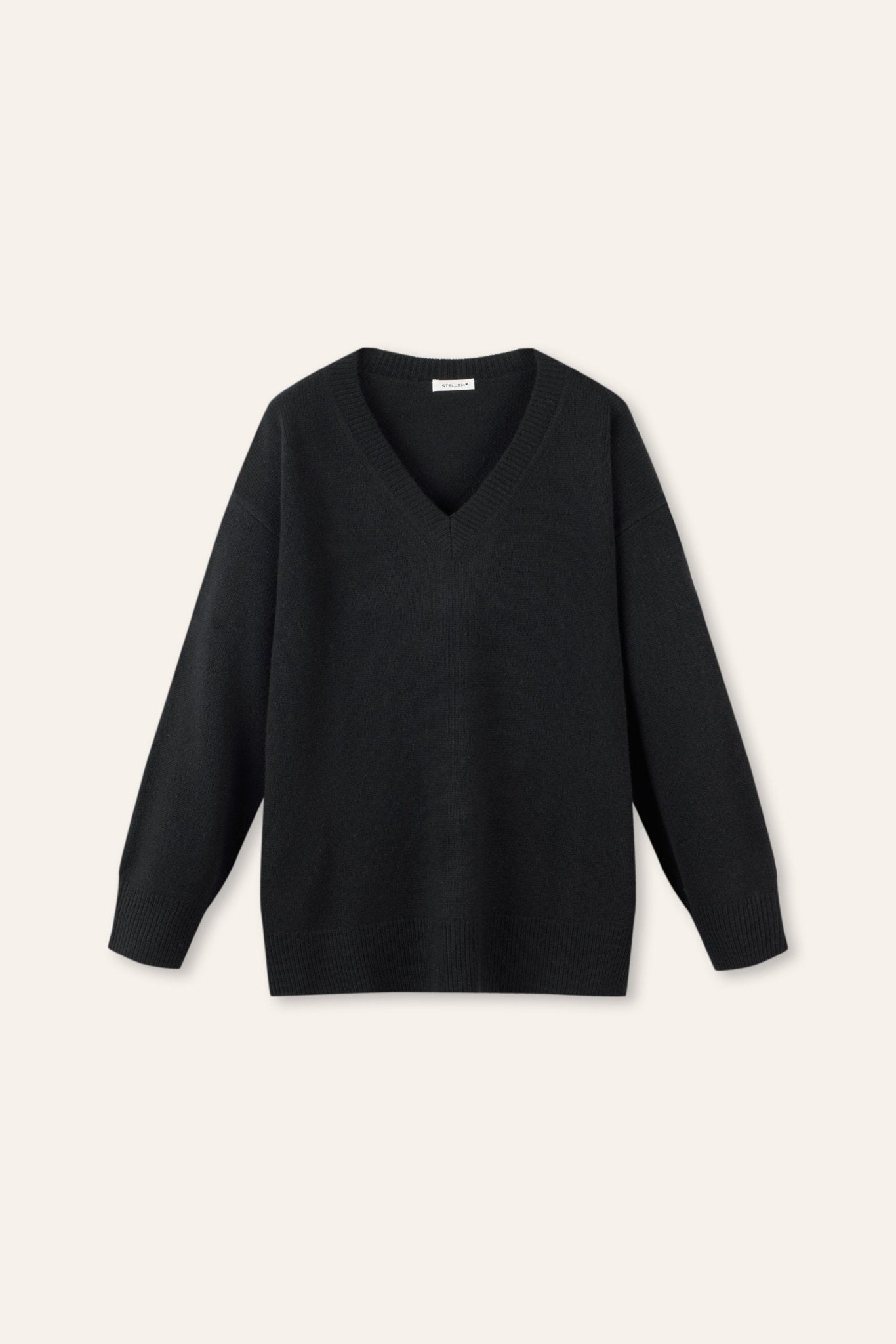 AMHERSET 2.0 v- neck wool pullover (Black) - STELLAM