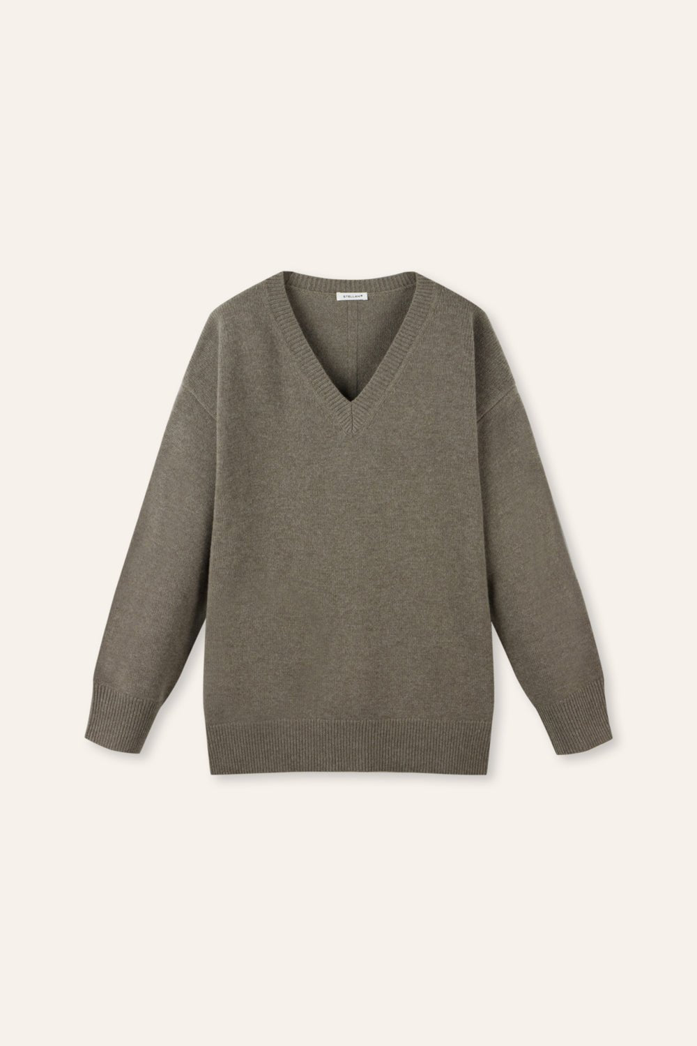 AMHERSET 2.0 v- neck wool pullover (Mocha) - STELLAM
