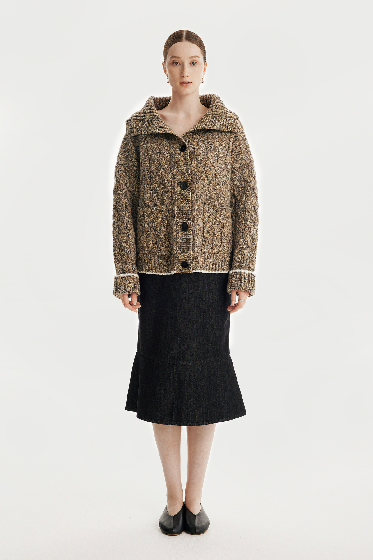 AVERY double-wool cardigan (Coffee)