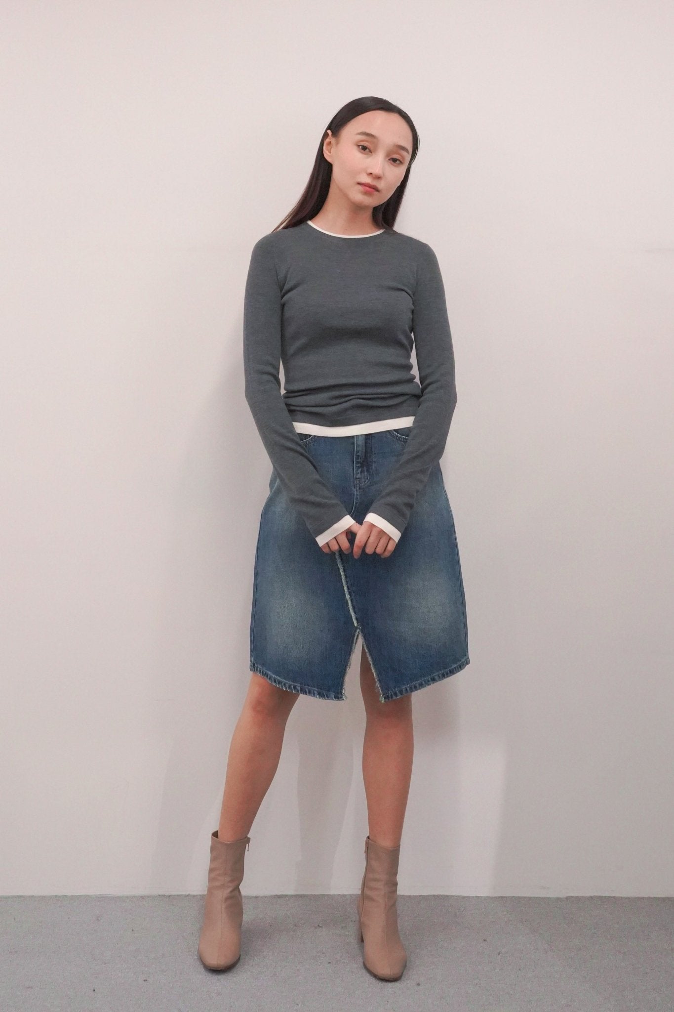 BABA wool top (Grey) - STELLAM