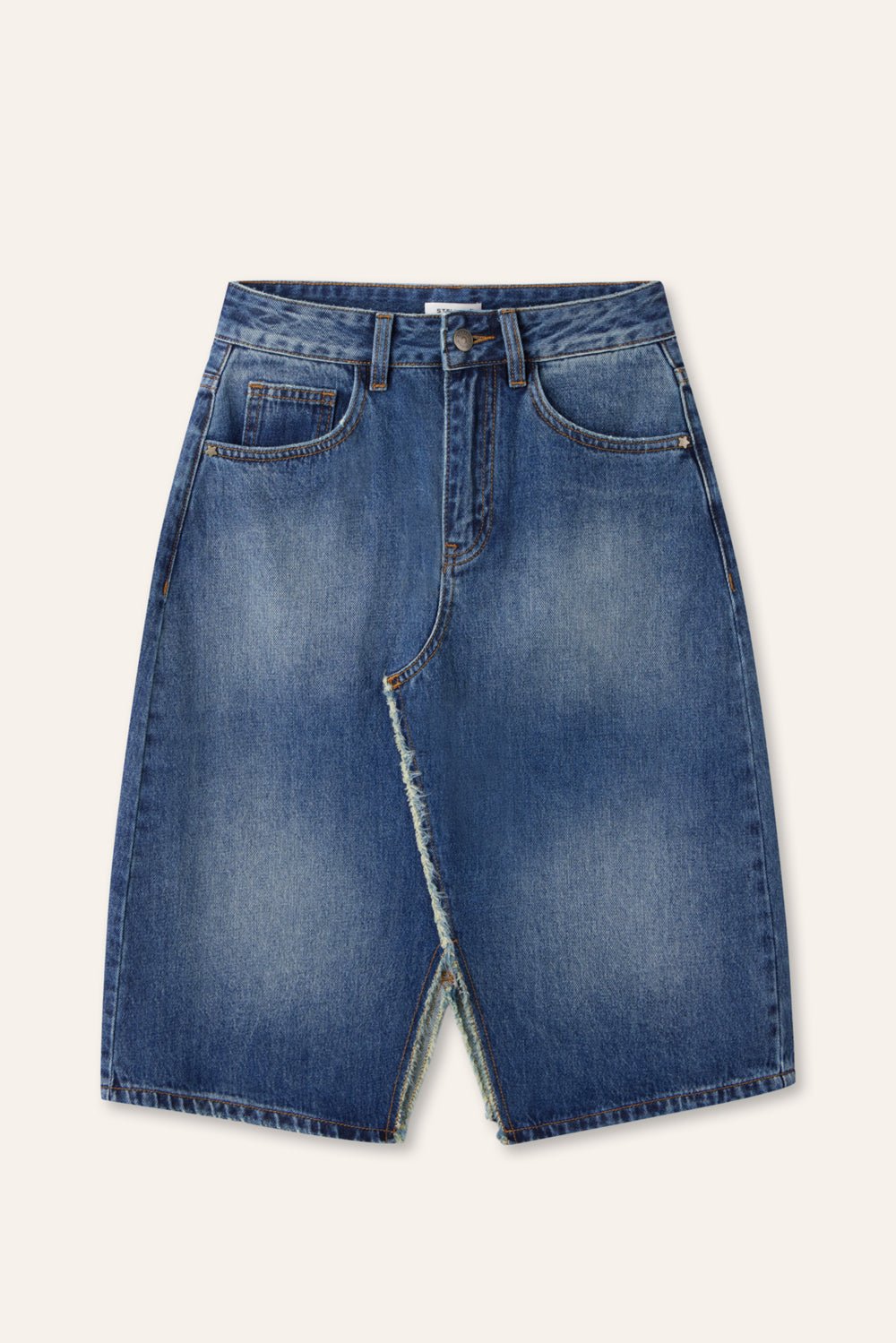 BEE distressed midi-skirt (Blue) - STELLAM