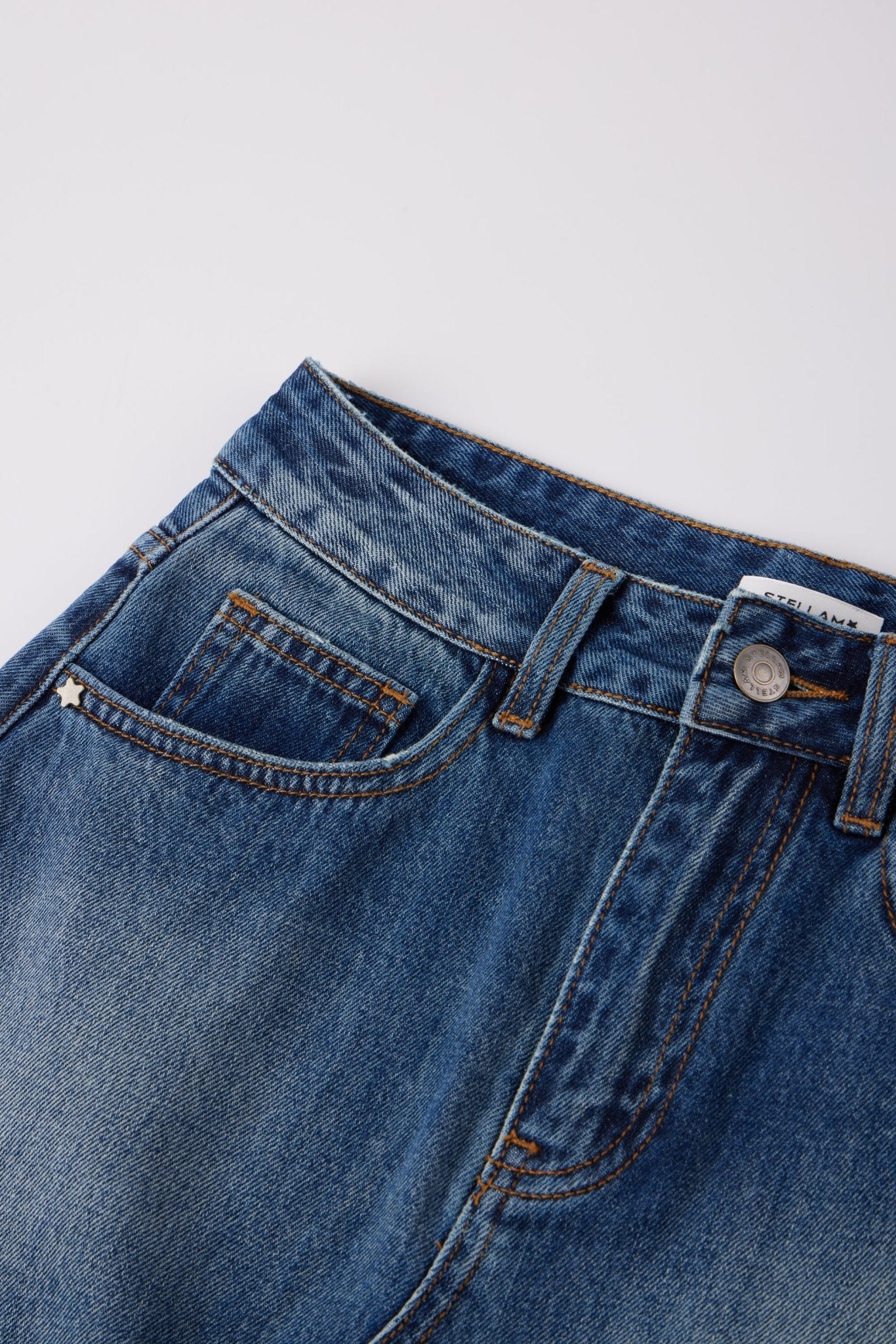 BEE distressed midi-skirt (Blue) - STELLAM