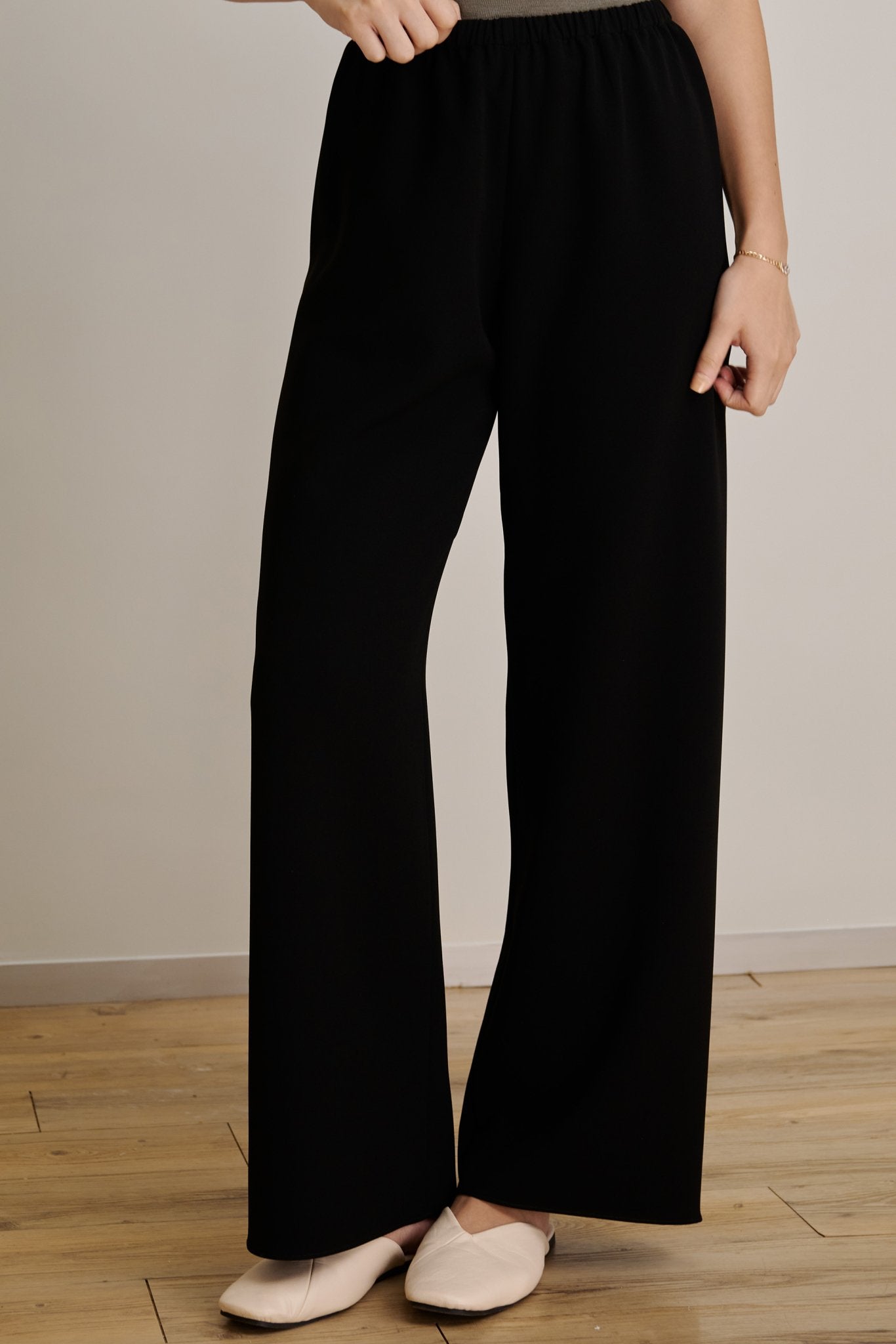 CADY wide-leg pants (Black) - STELLAM