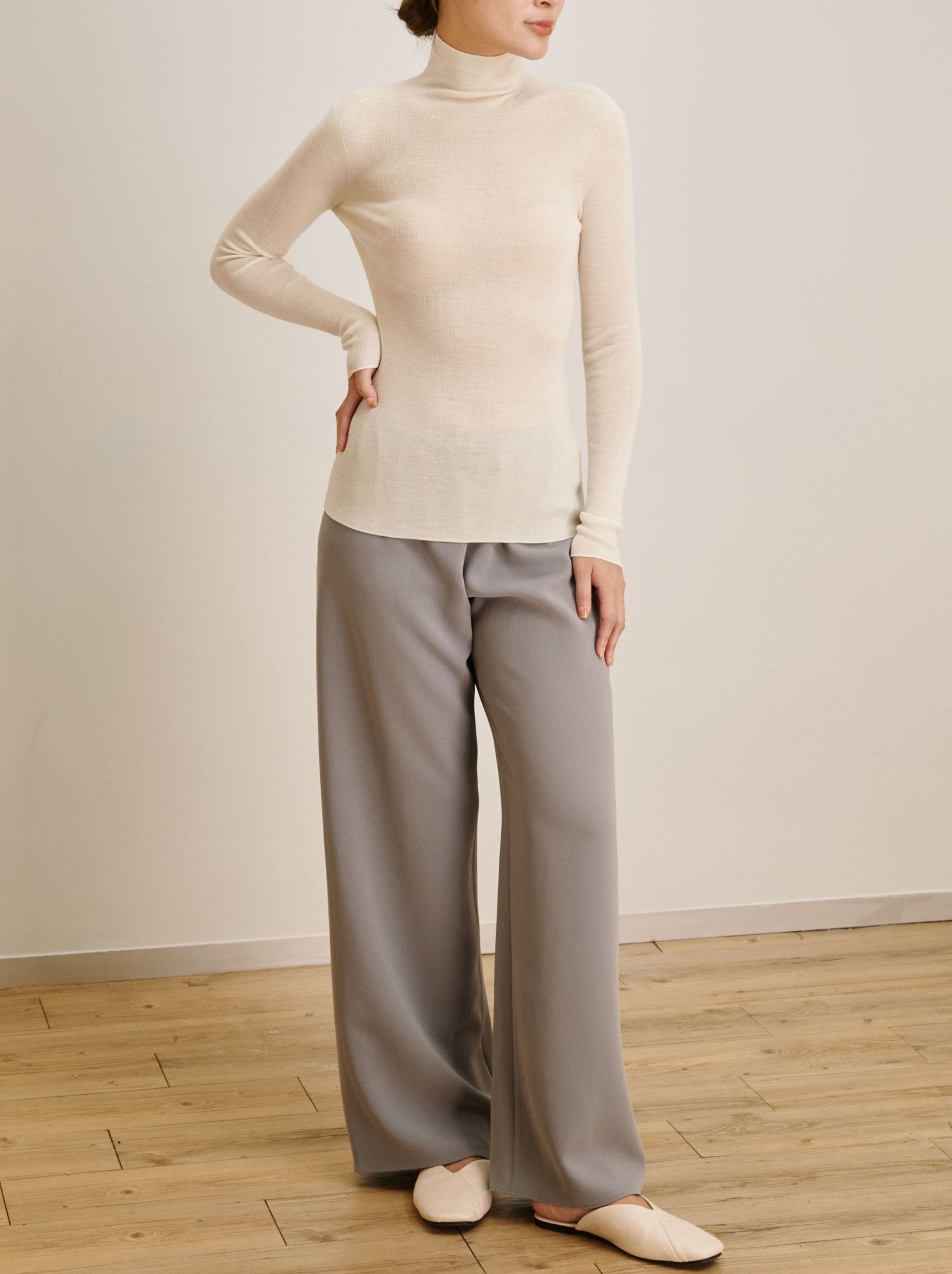 CADY wide-leg pants (Grey) - STELLAM