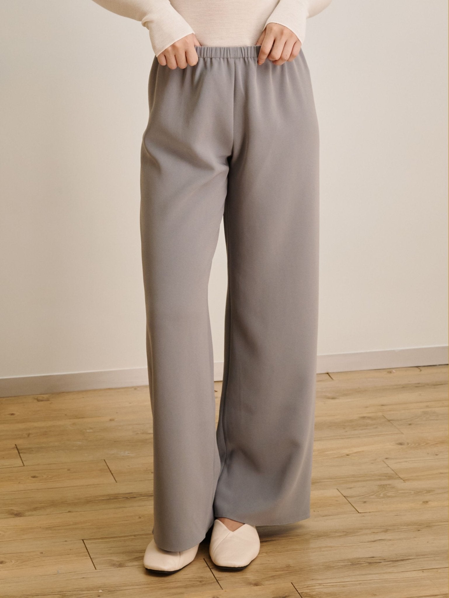 CADY wide-leg pants (Grey) - STELLAM
