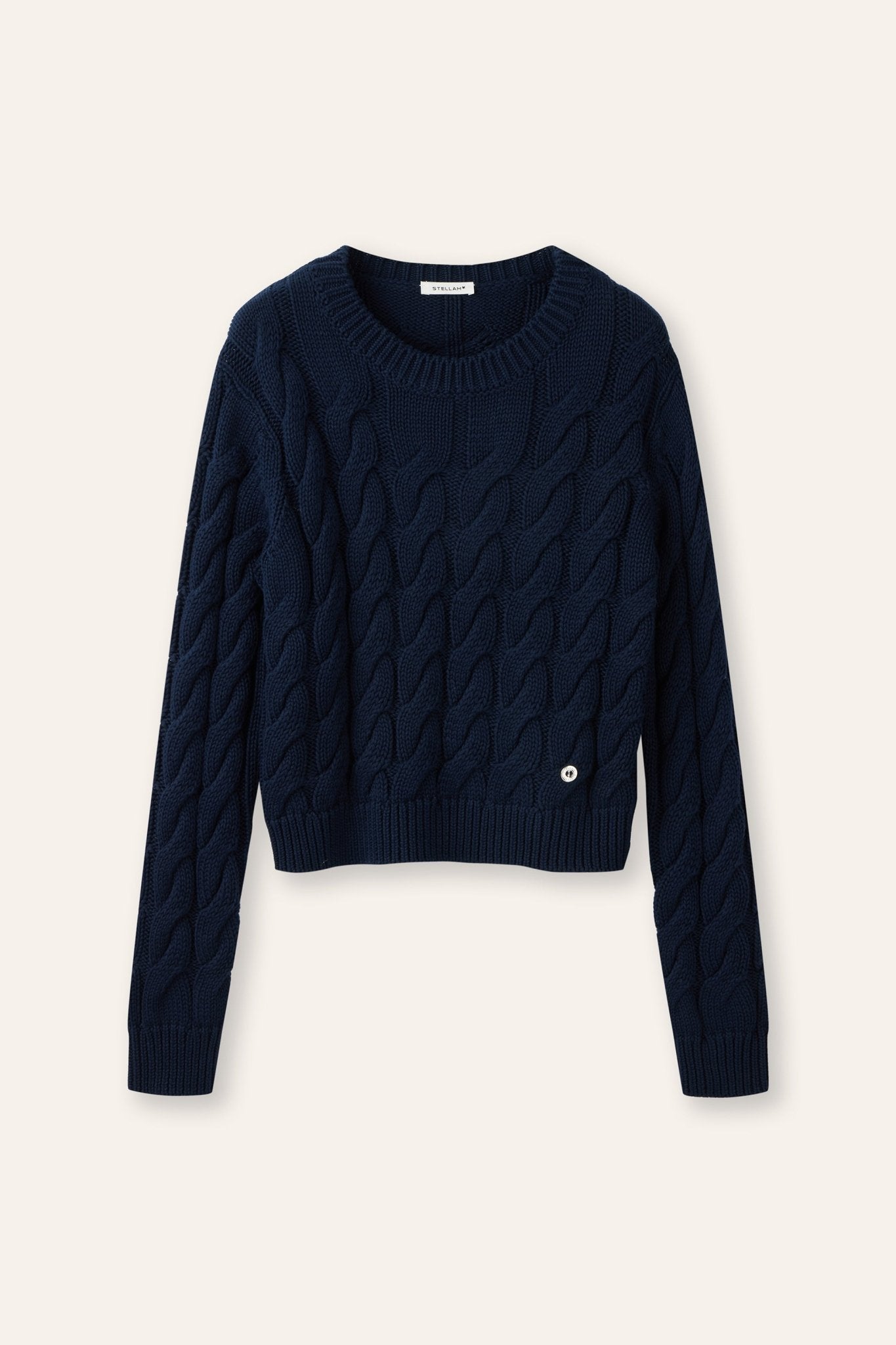 CARMEN cotton cable-knit sweater (Navy) - STELLAM