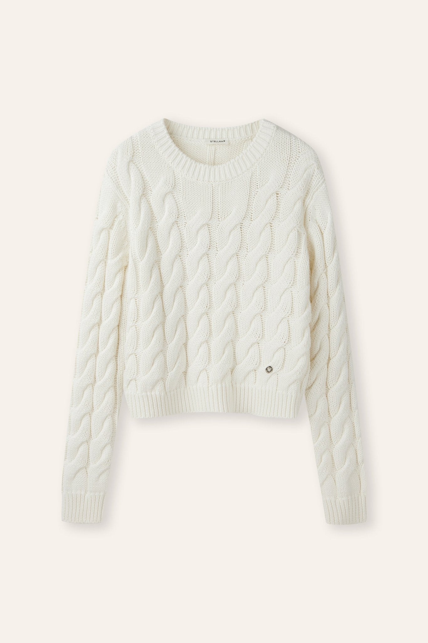 CARMEN cotton cable knit sweater White