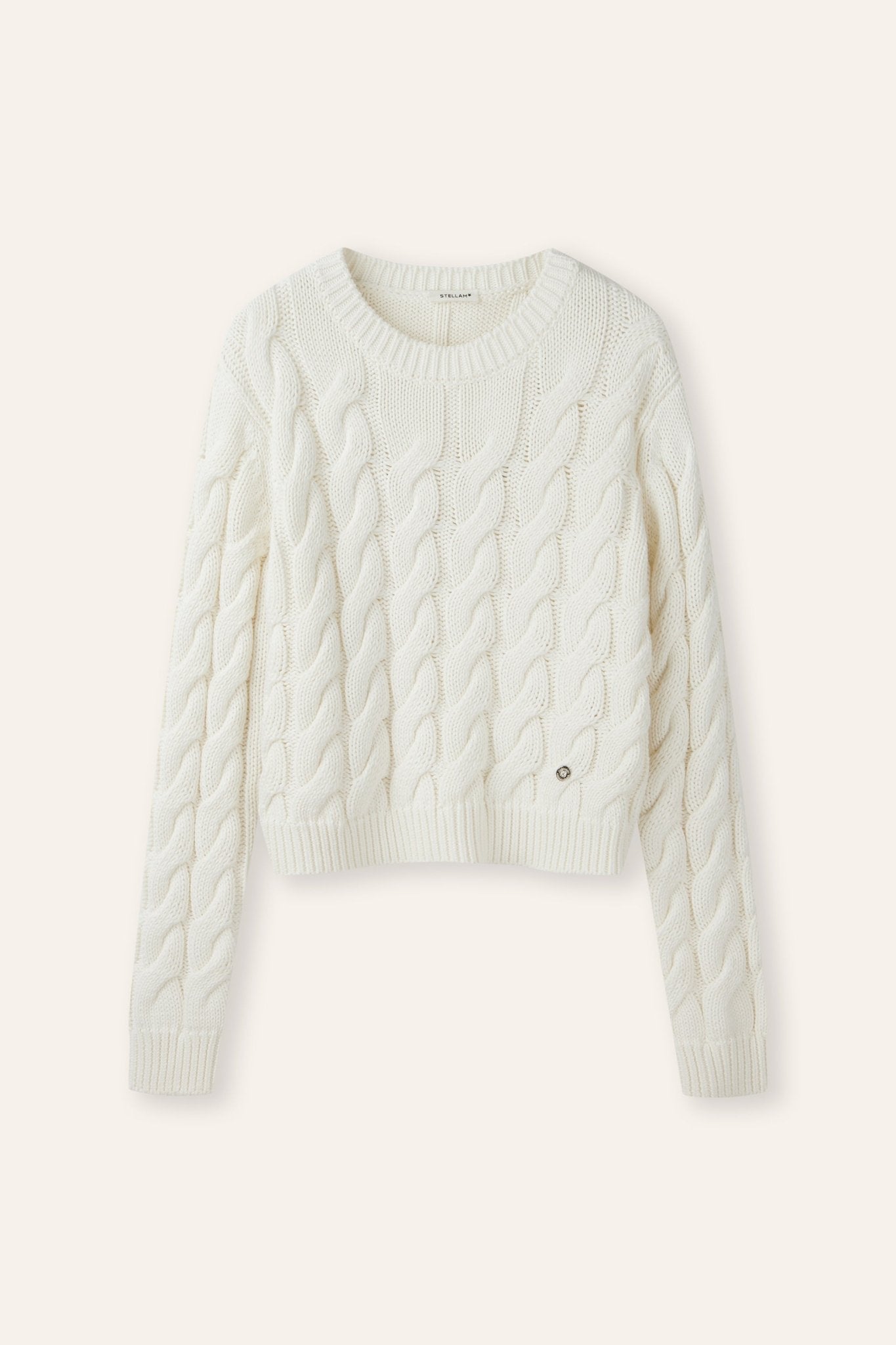 CARMEN cotton cable-knit sweater (White) - STELLAM