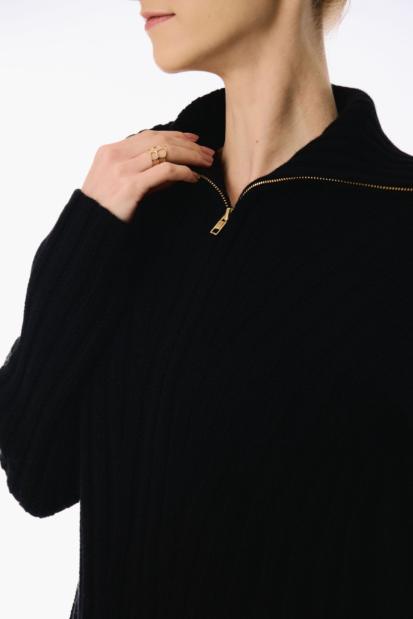 CATHY wool zip jacket (Black) - STELLAM