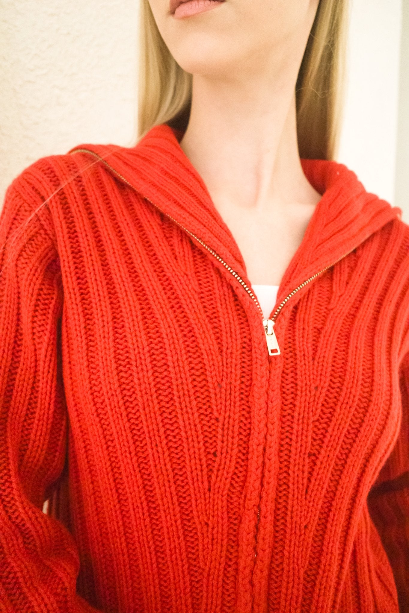 CATHY wool zip jacket (Red) - STELLAM