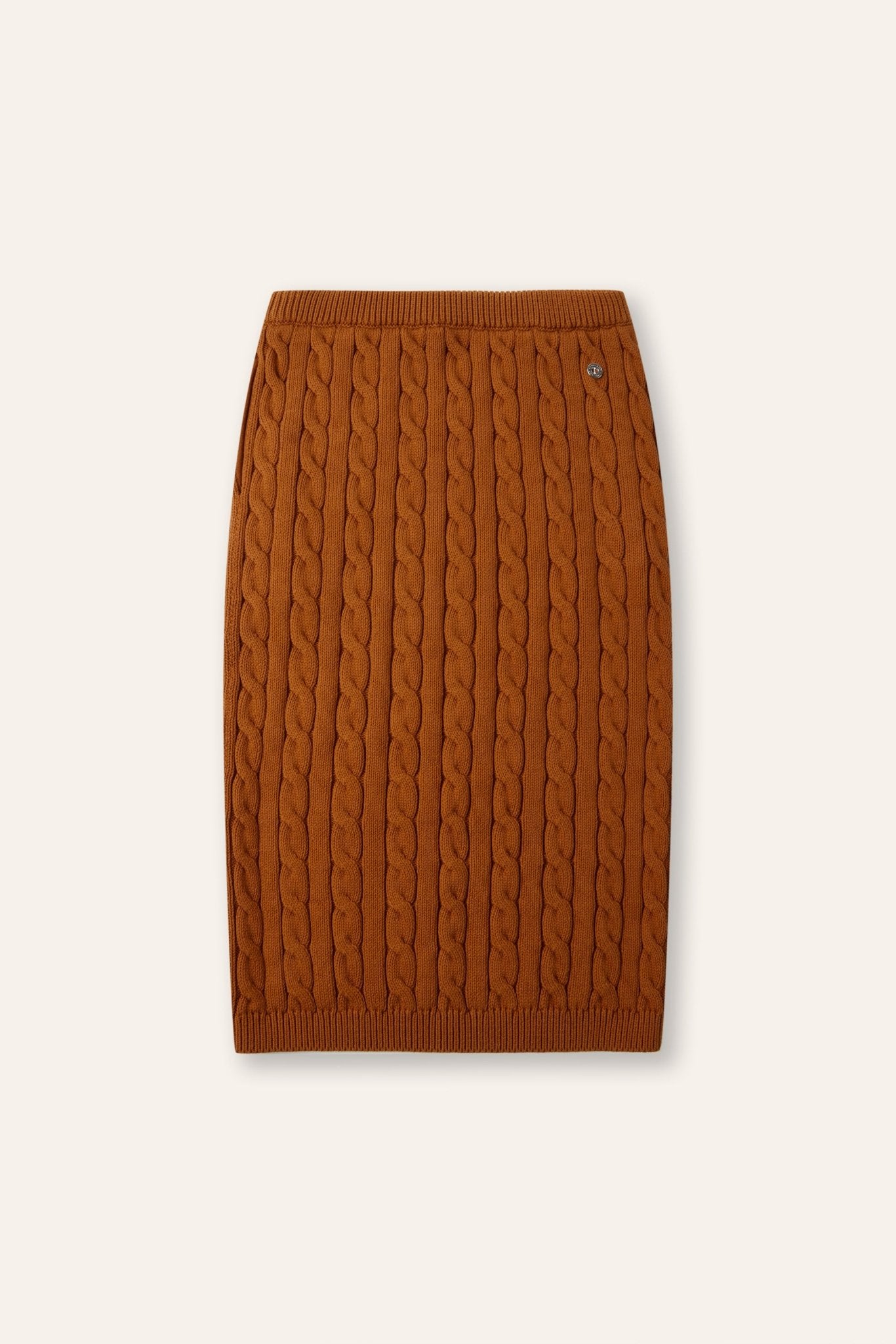 CM cotton cable-knit skirt (Caramel) - STELLAM