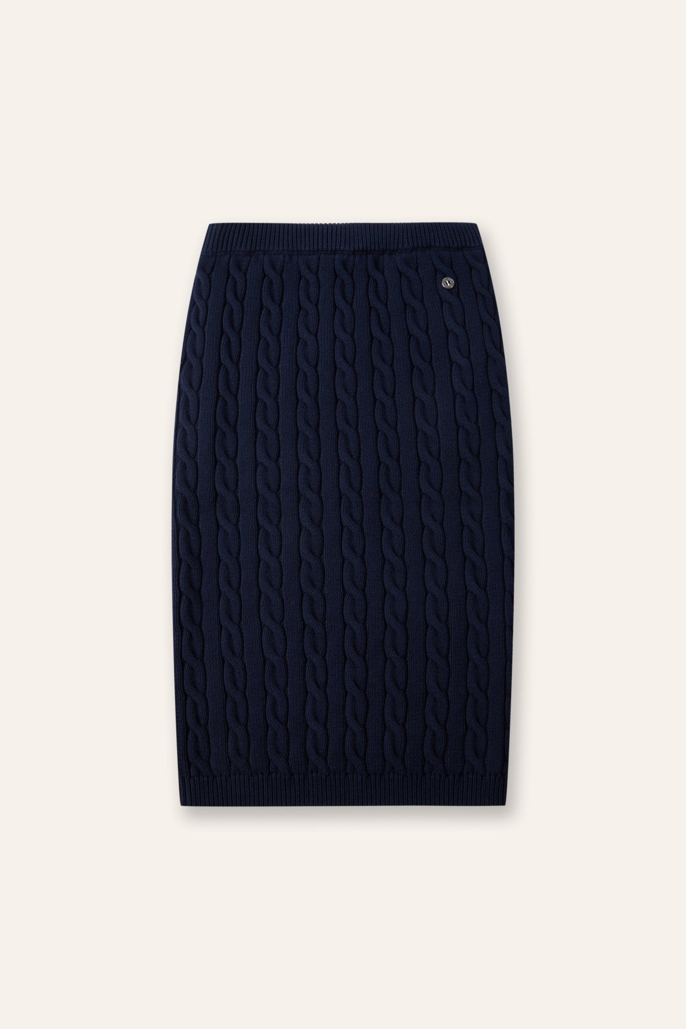 CM cotton cable-knit skirt (Navy) - STELLAM