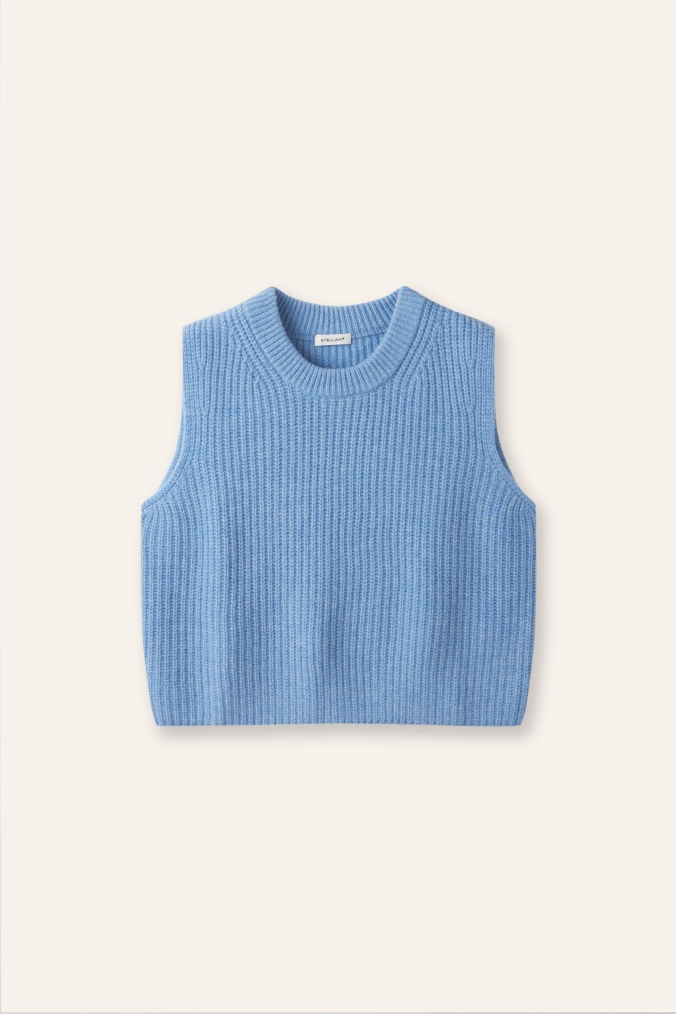 COCO cashmere cropped tank top (Denim blue) - STELLAM