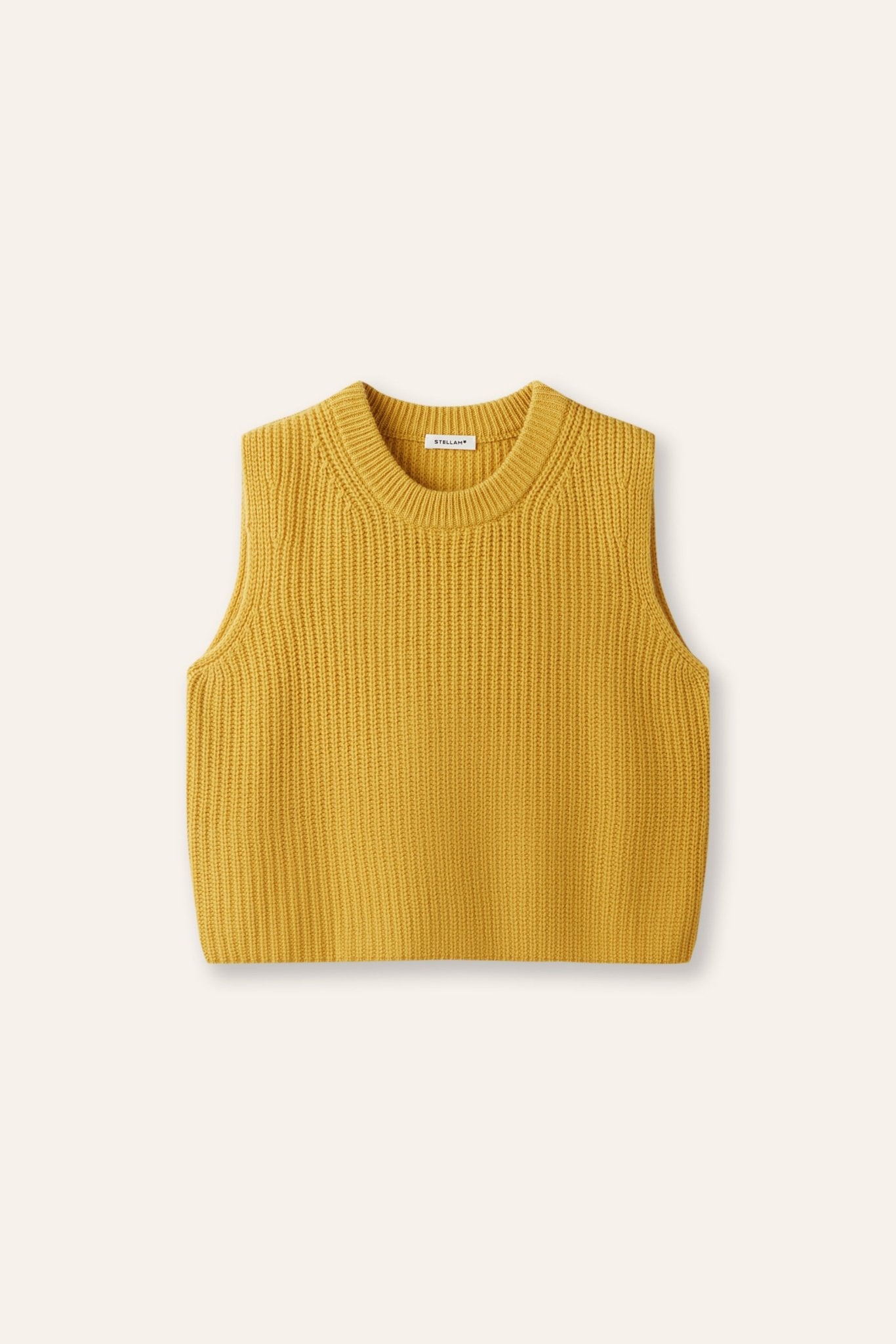 COCO cashmere cropped tank top (Honey) - STELLAM