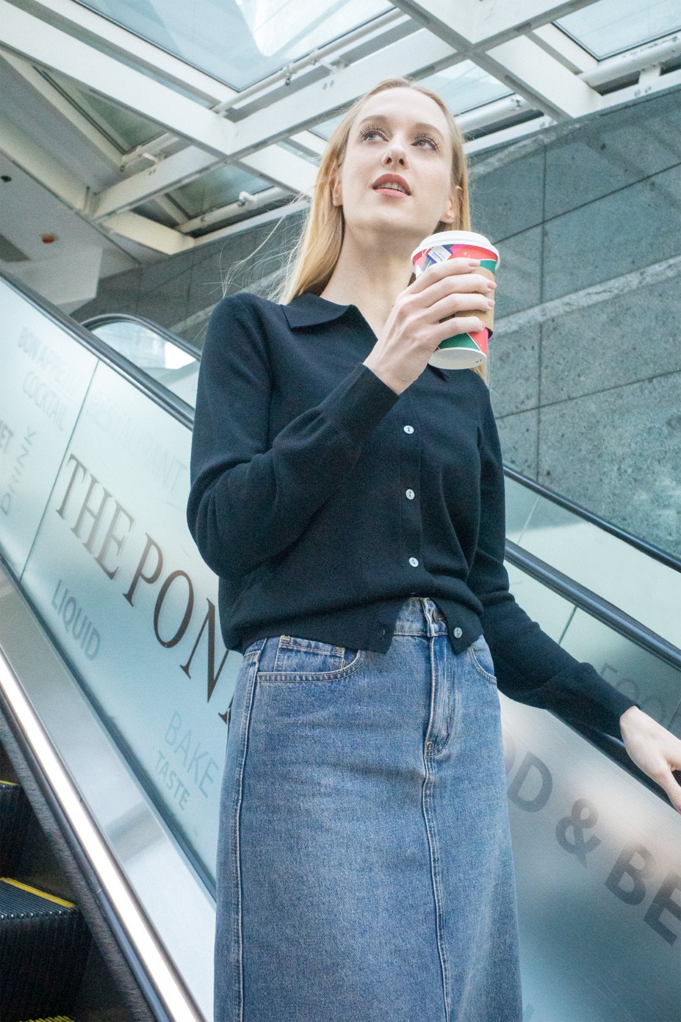 DELUXE silk-cashmere blended polo sweater (Black) - STELLAM