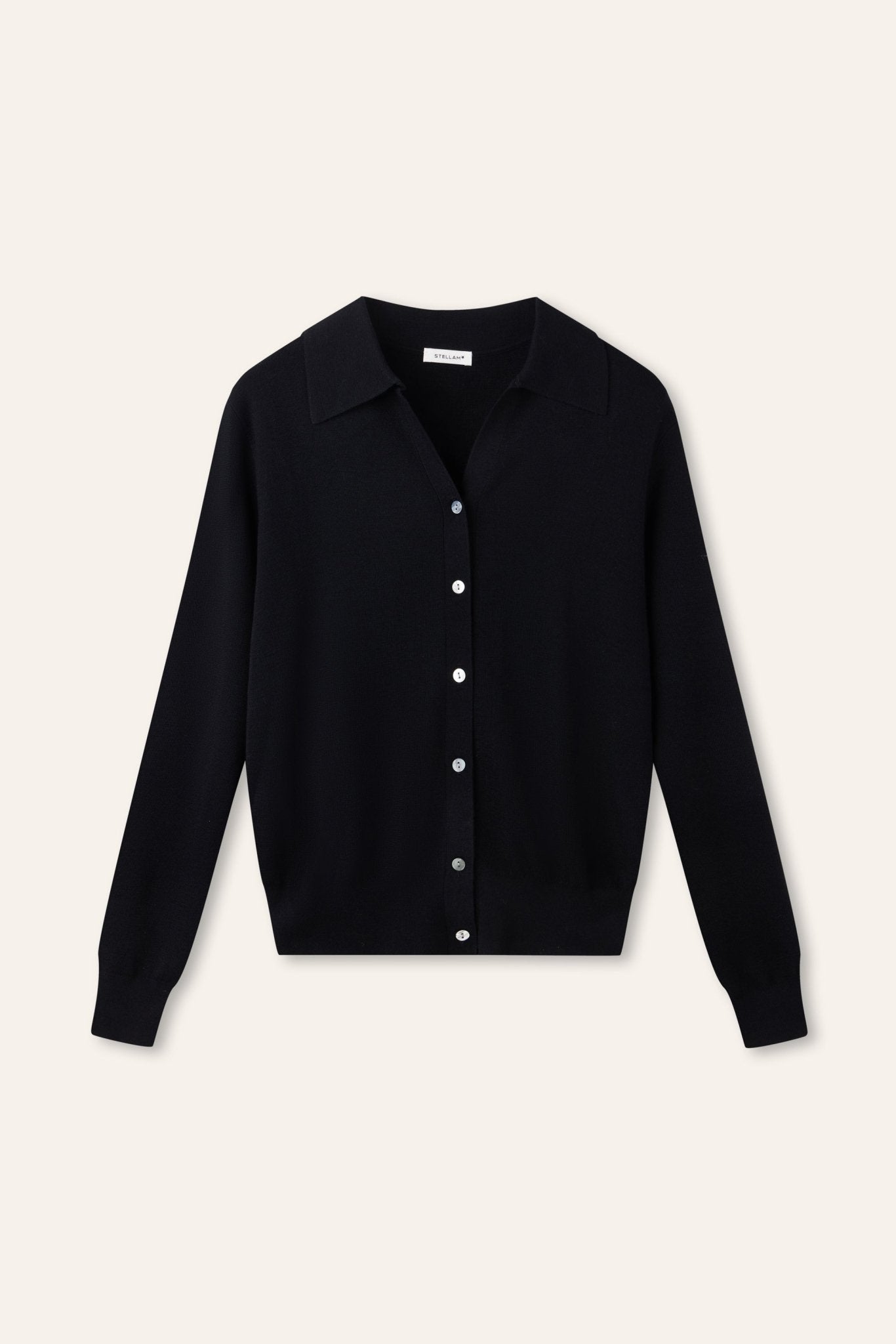 DELUXE silk-cashmere blended polo sweater (Black) - STELLAM