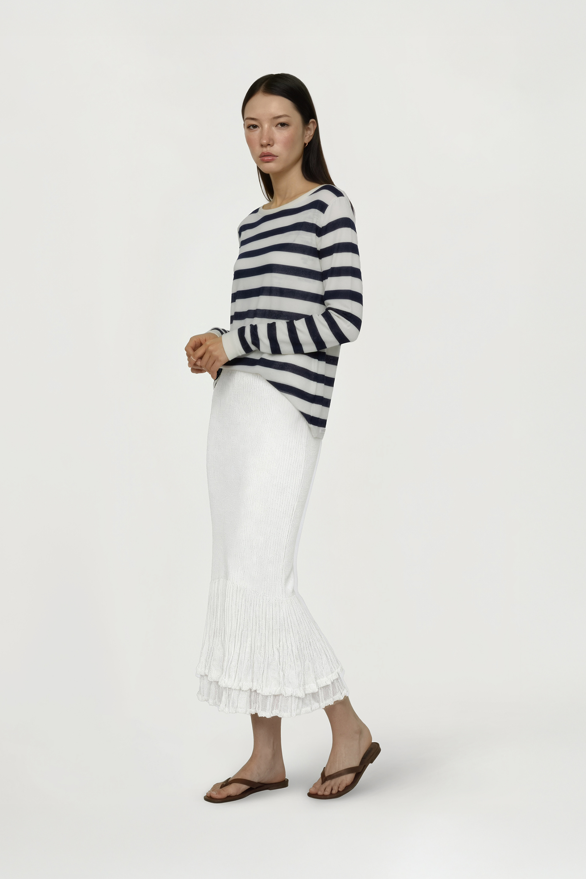 DOUBLE-LAYER 中長裙(白色)