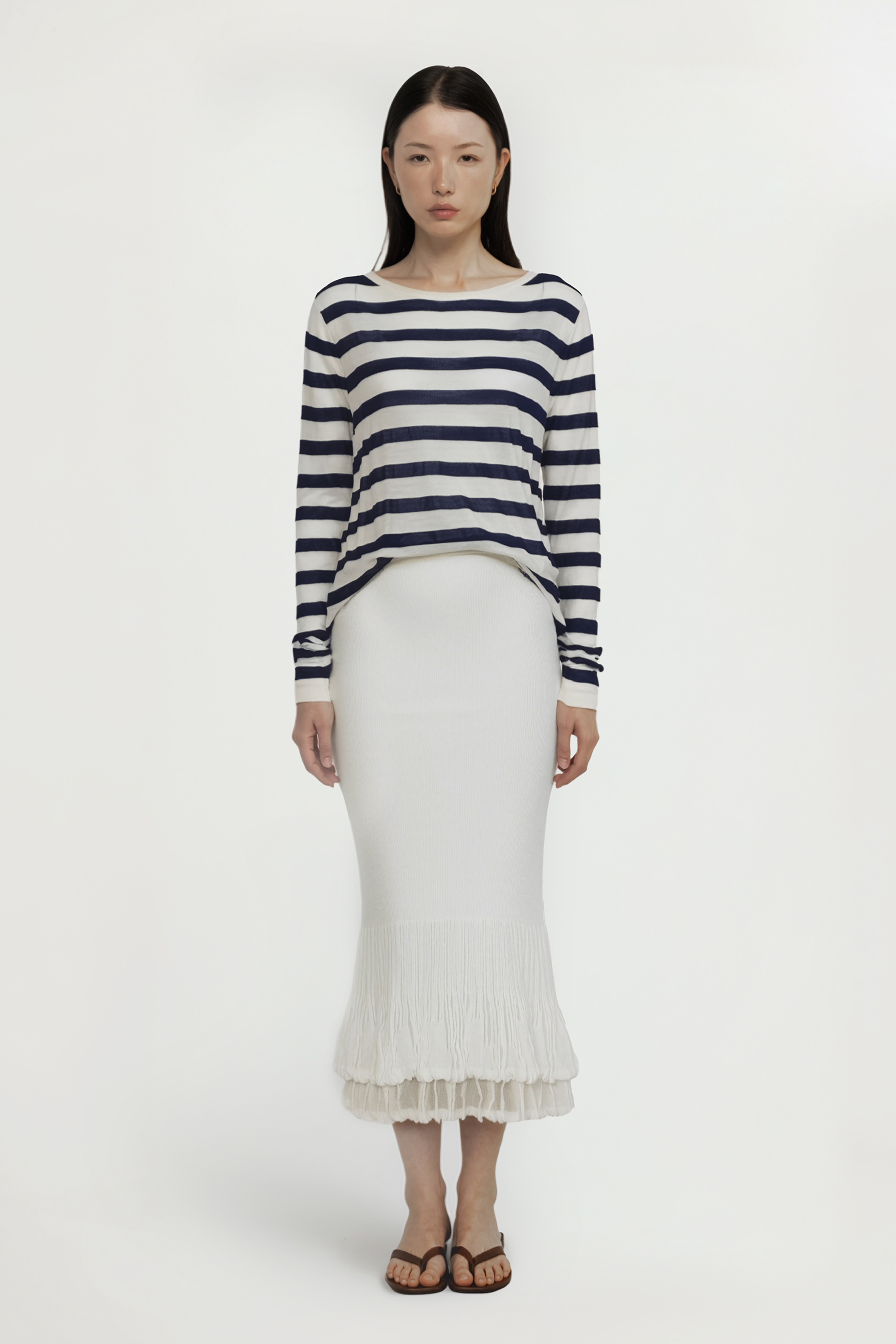 DOUBLE-LAYER 中長裙(白色)