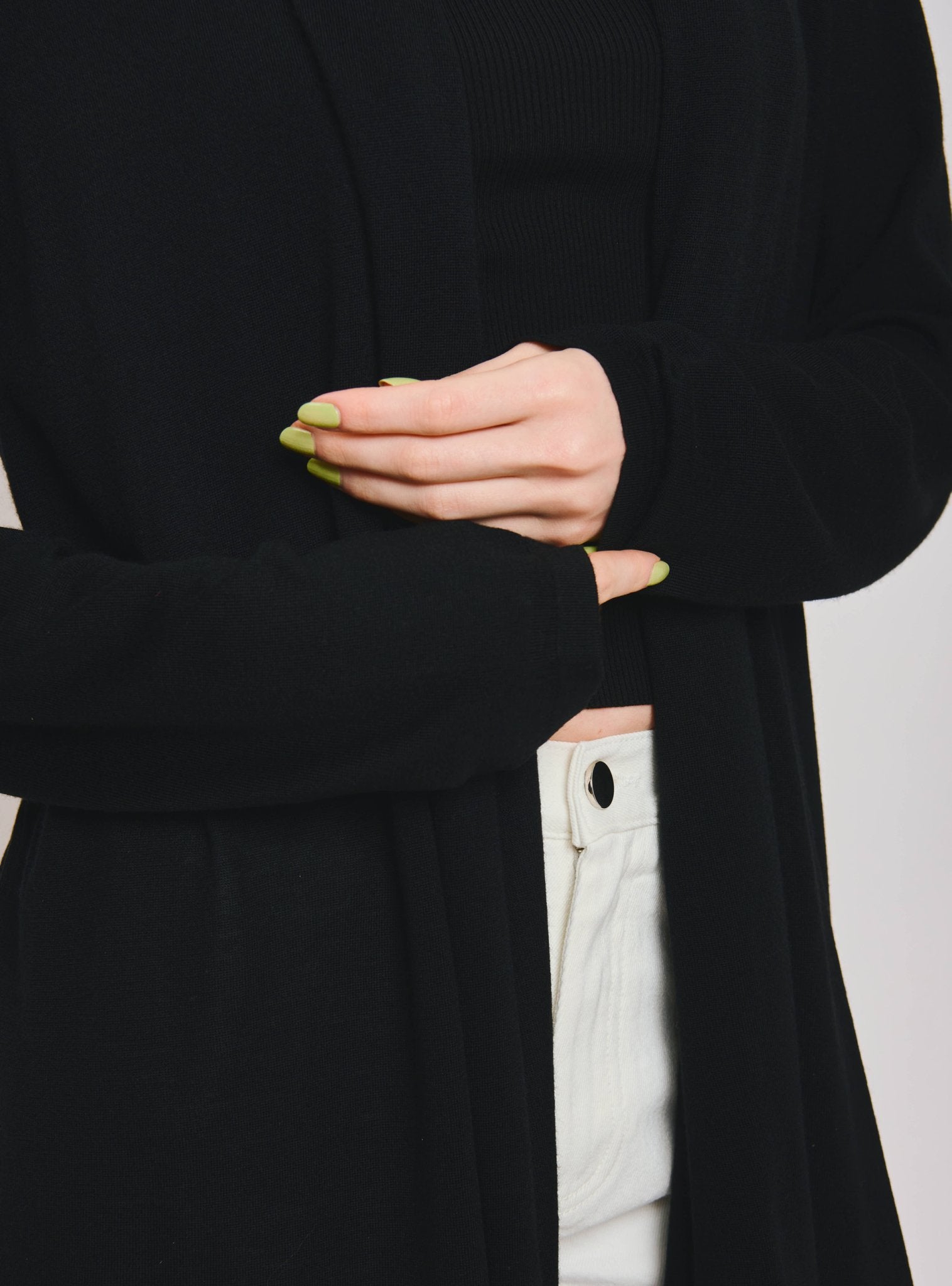DRAPED wool cardigan (Black) - STELLAM