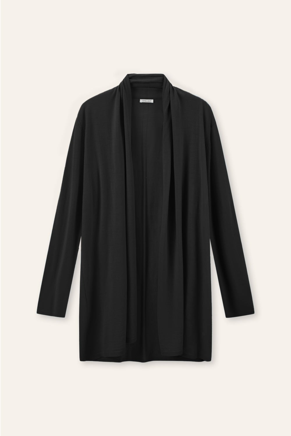 DRAPED wool cardigan (Black) - STELLAM