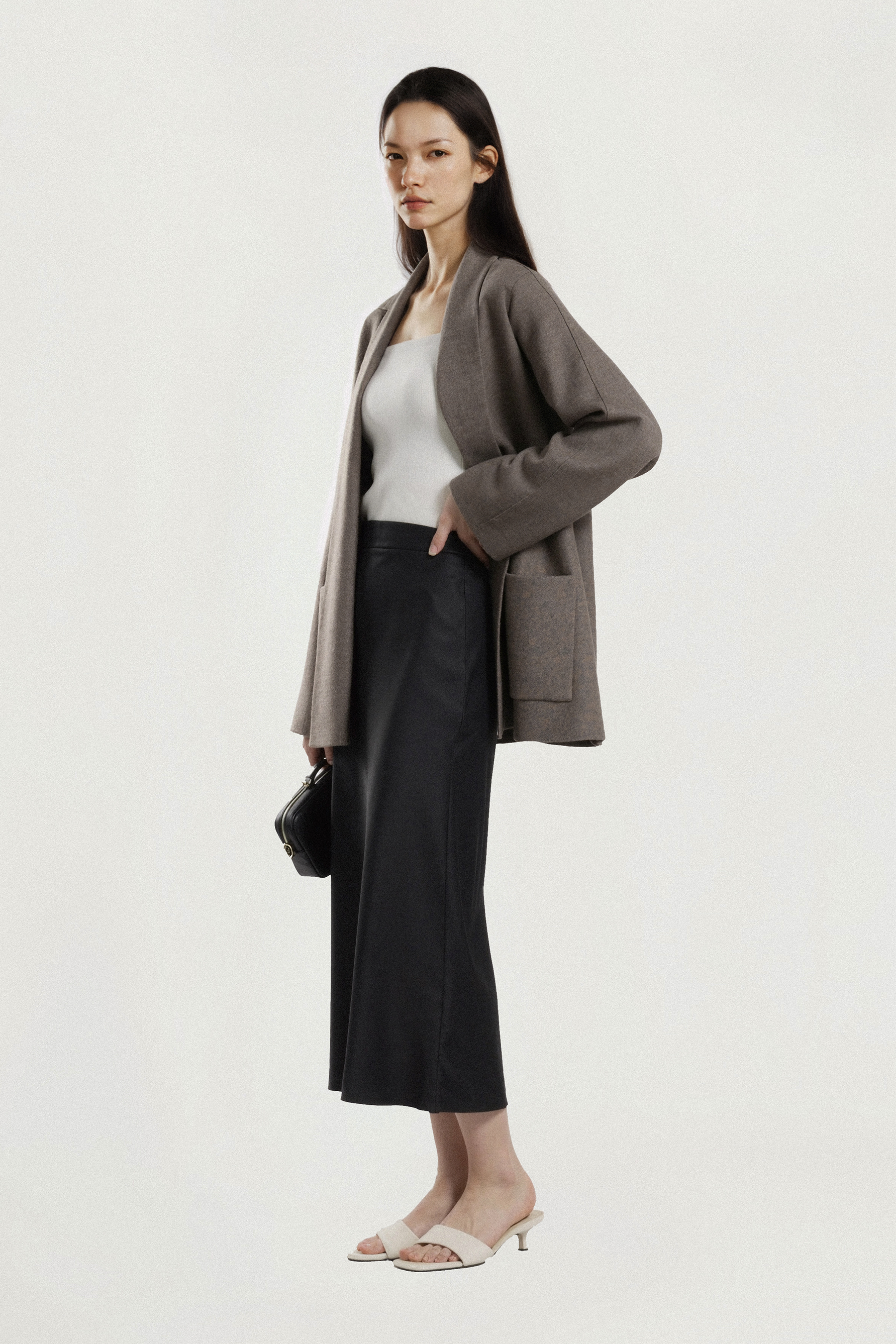 DRAPED 3.0 yak wool cardigan (Etoupe)