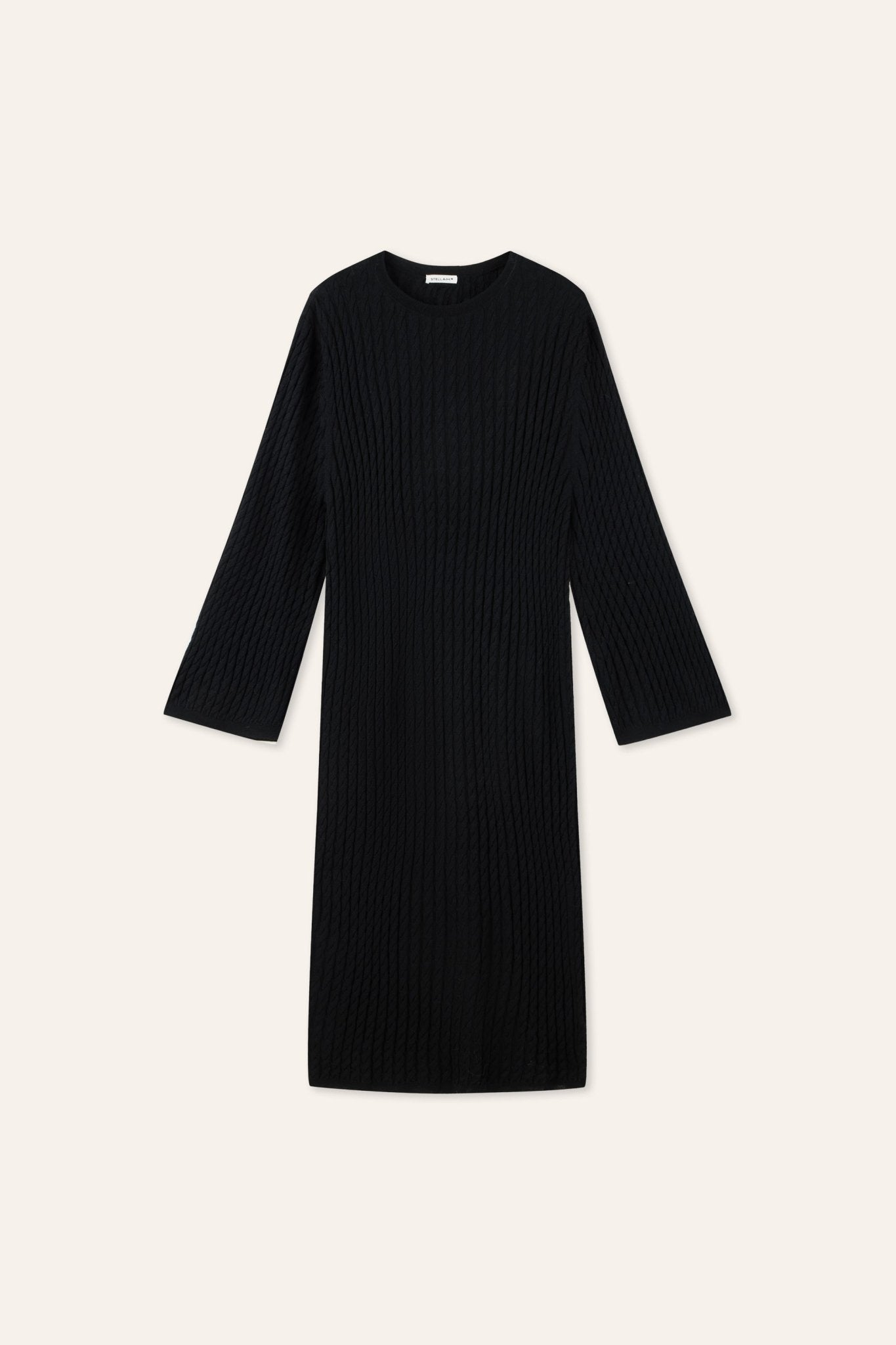 ELEGANCE wool cable knit dress (Grey) - STELLAM