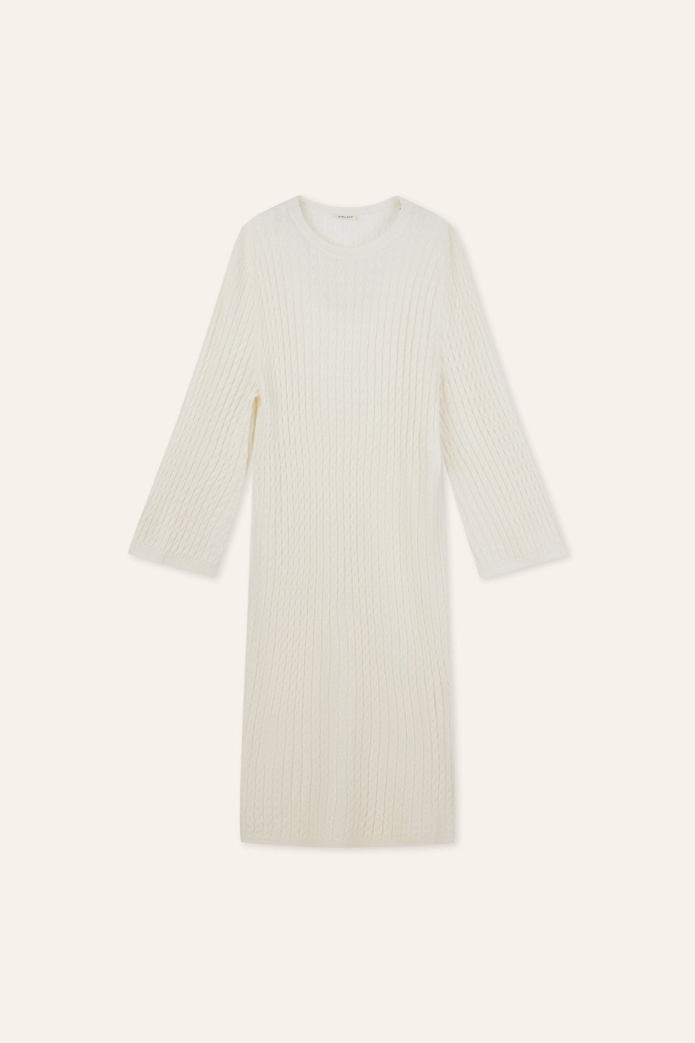 ELEGANCE wool cable knit dress (White) - STELLAM
