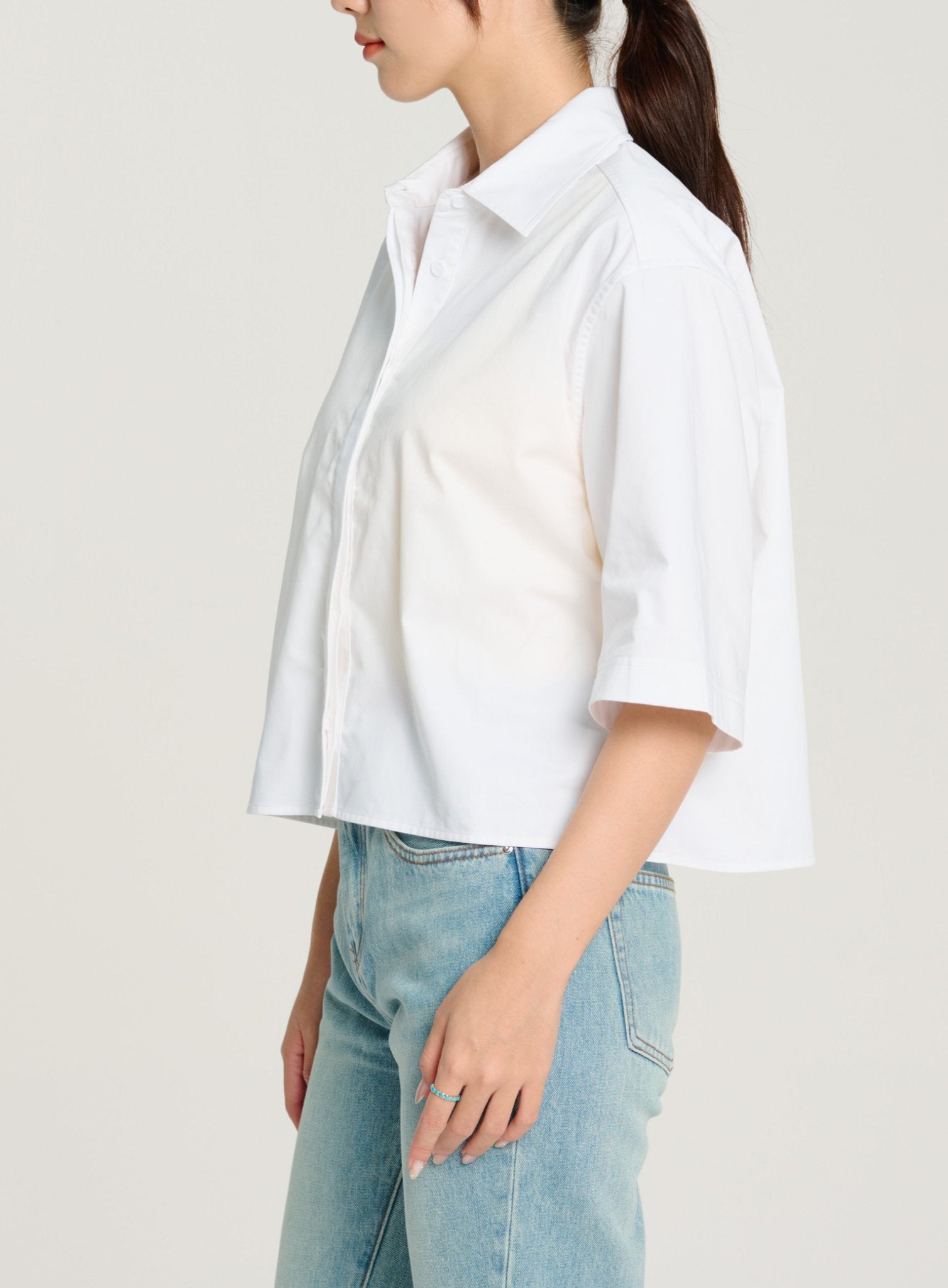 ELENA short sleeved shirt (White) - STELLAM
