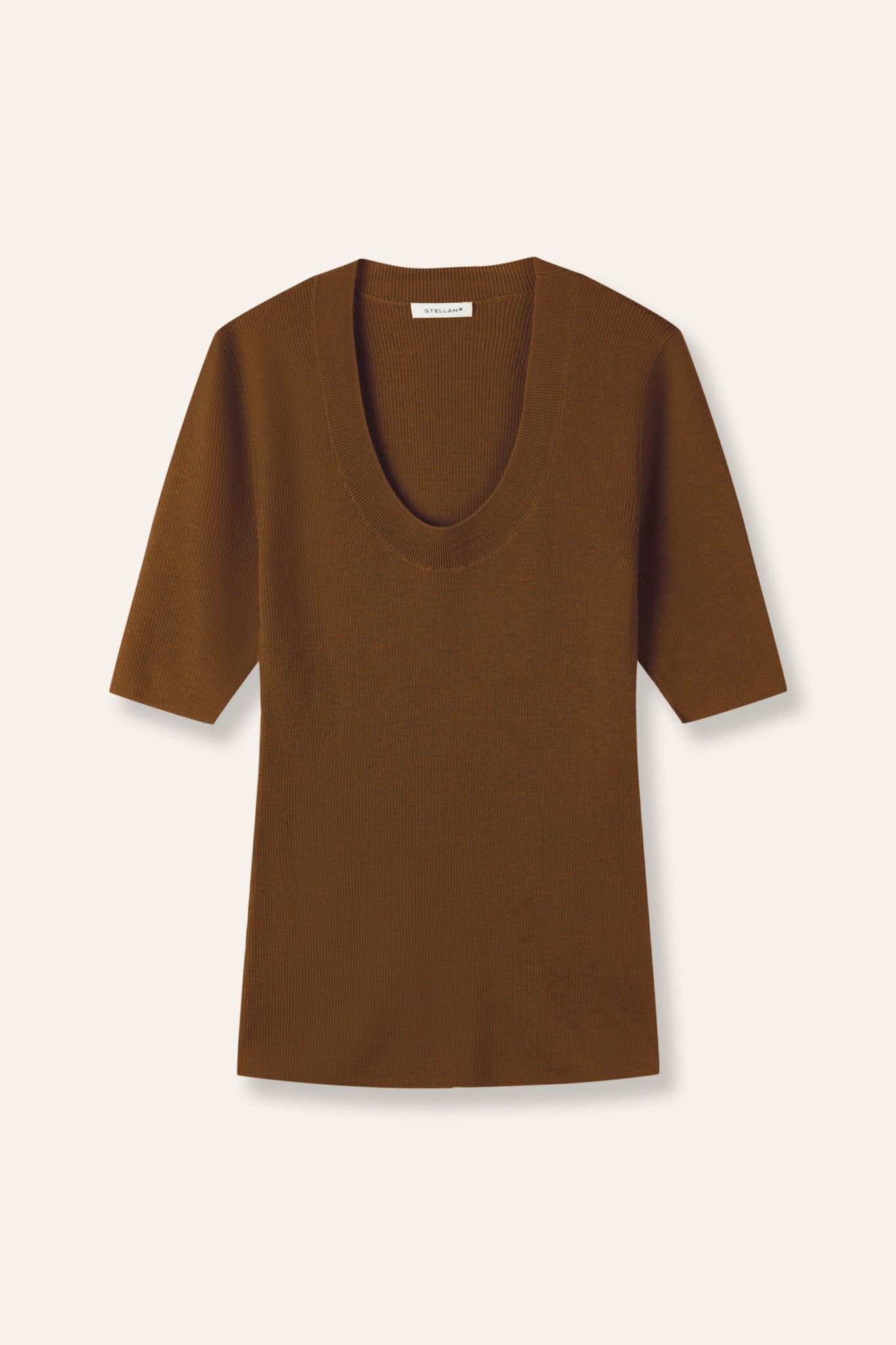 EVA crew mid-sleeve pullover (Brown) - STELLAM