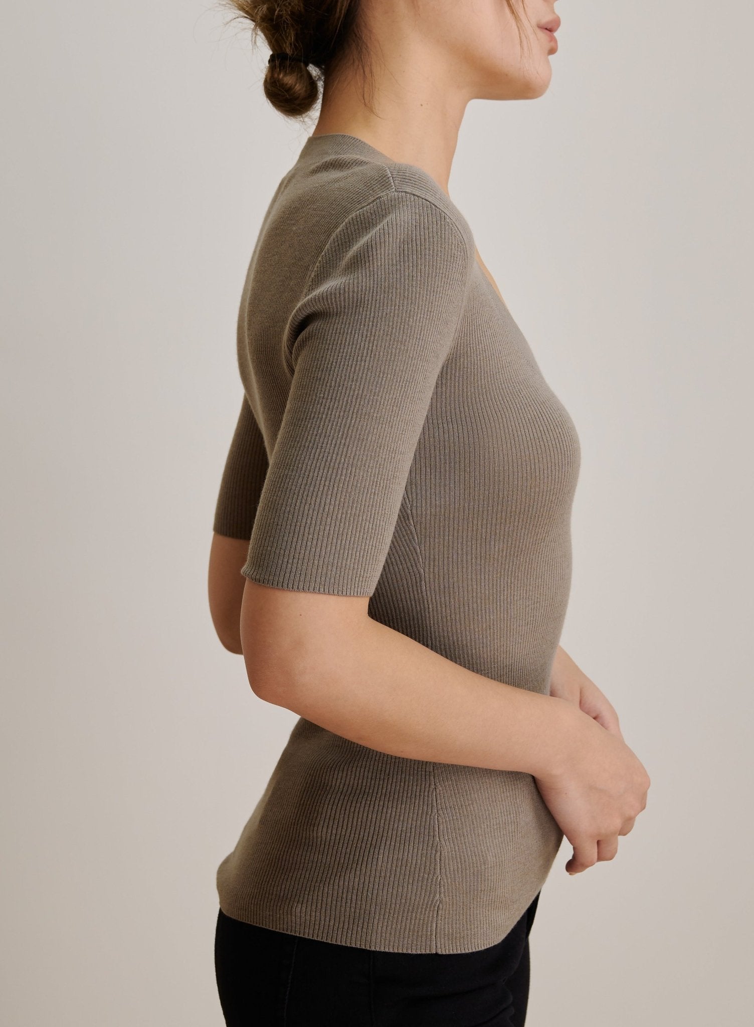 EVA crew mid-sleeve pullover (Oatmeal) - STELLAM