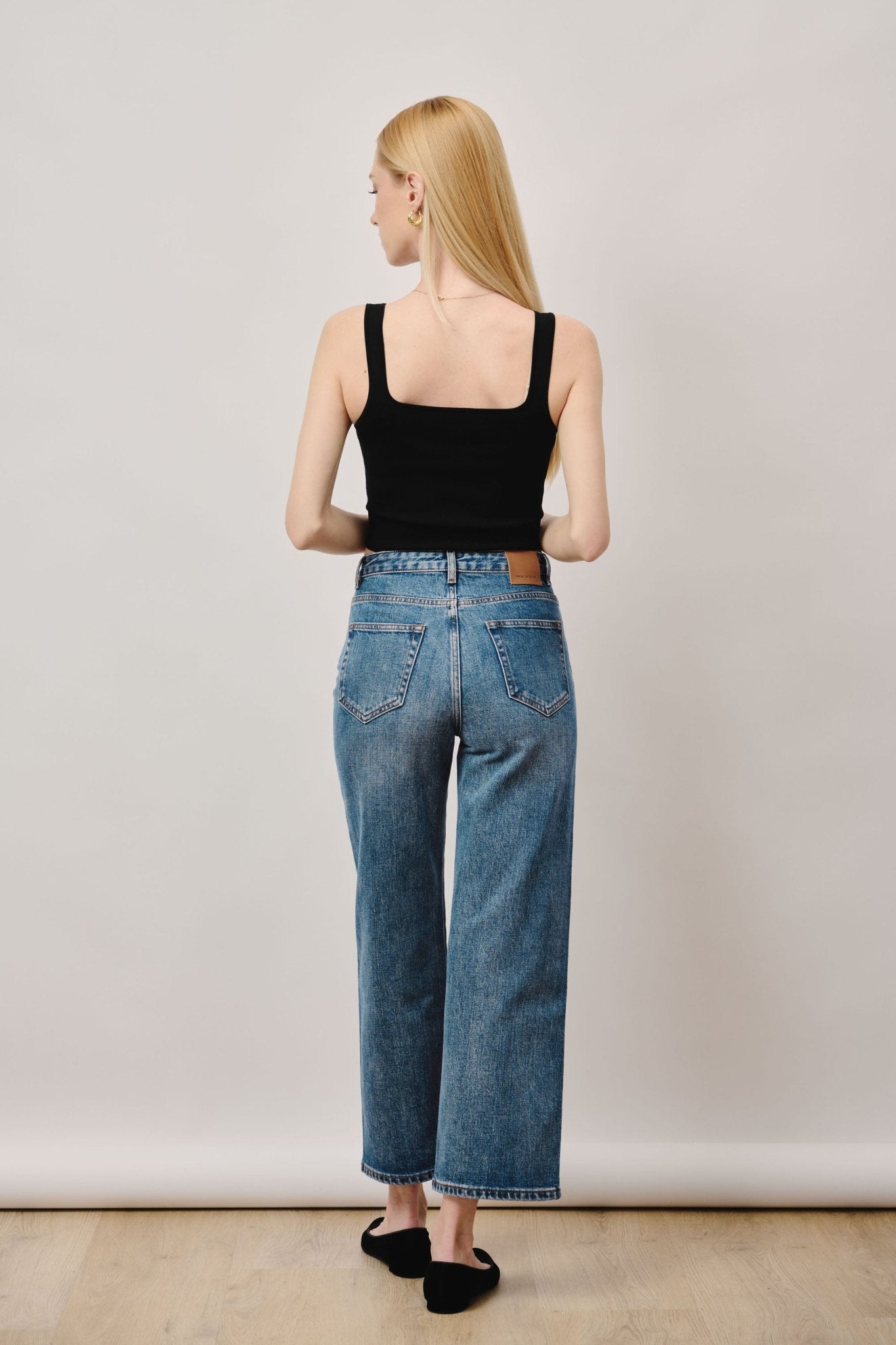 FLARE high-rise straight-leg jeans (Blue) - STELLAM