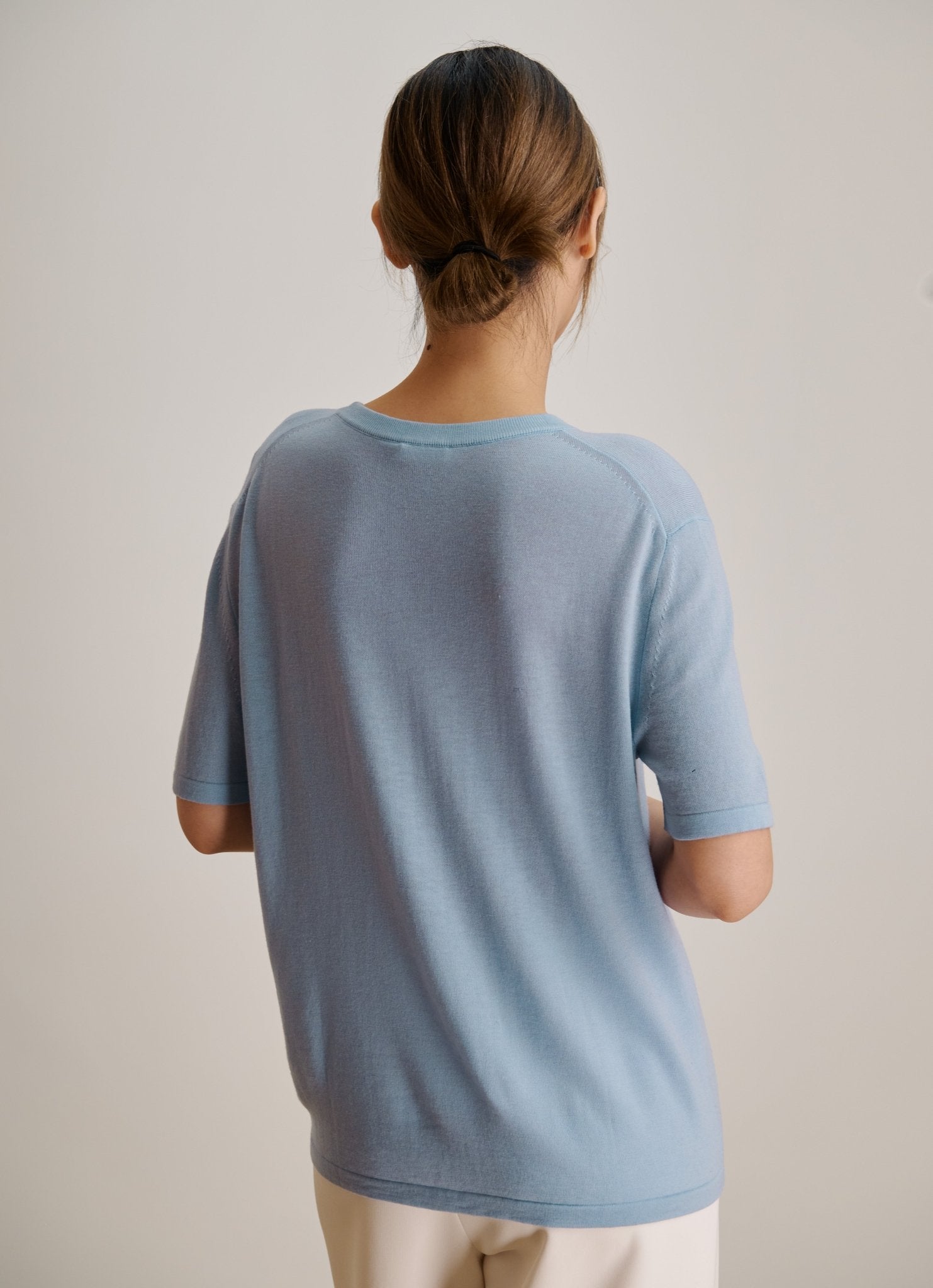 FLORENCE crew neck wool top (Baby blue) - STELLAM