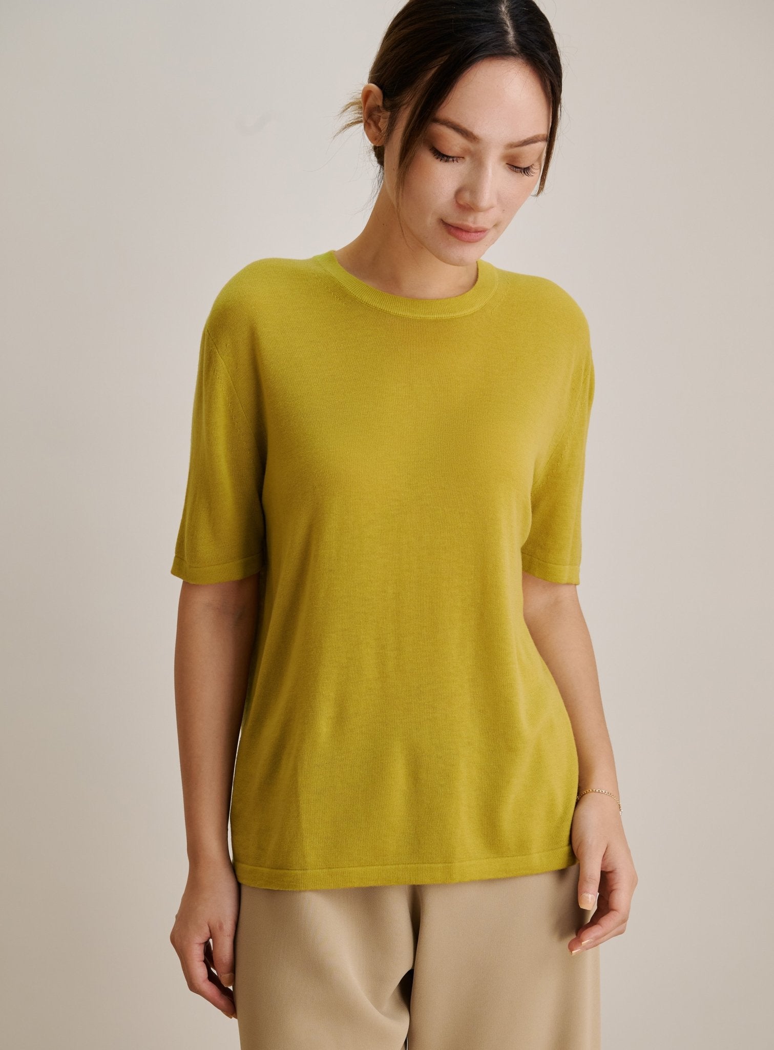 FLORENCE crew neck wool top (Mustard) - STELLAM