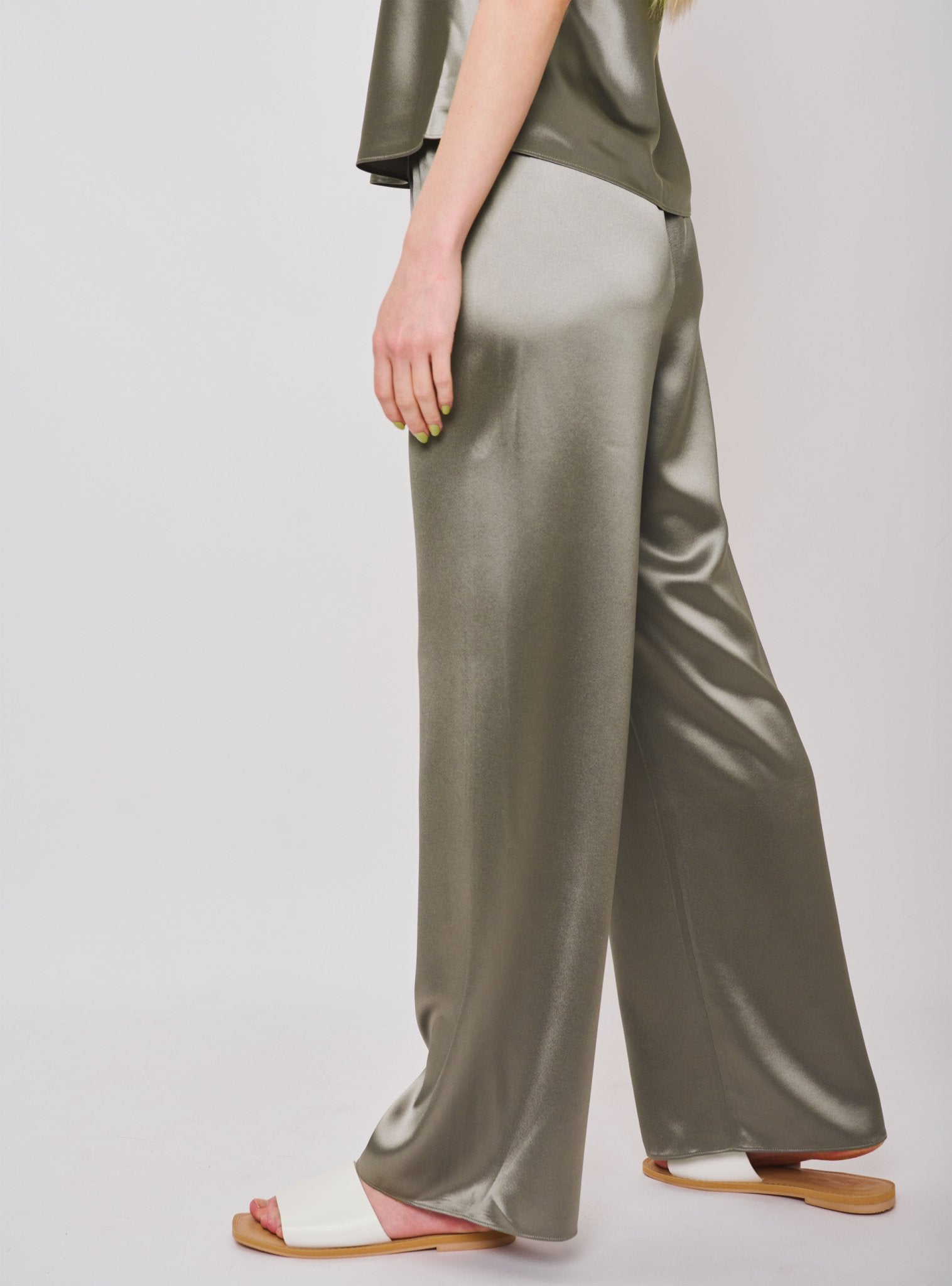 GALA drape wide pants (Seaweed) - STELLAM
