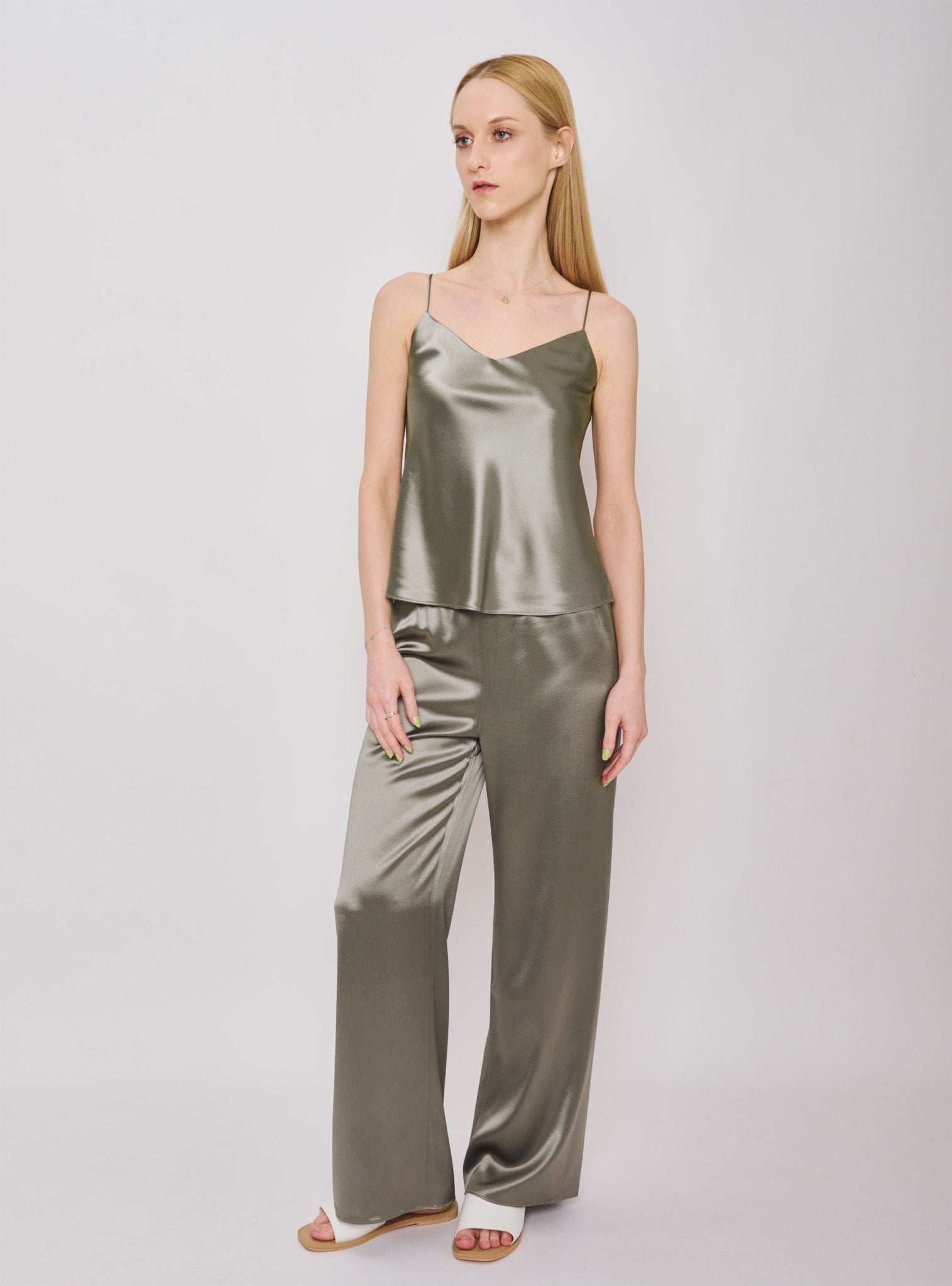 GALA drape wide pants (Seaweed) - STELLAM