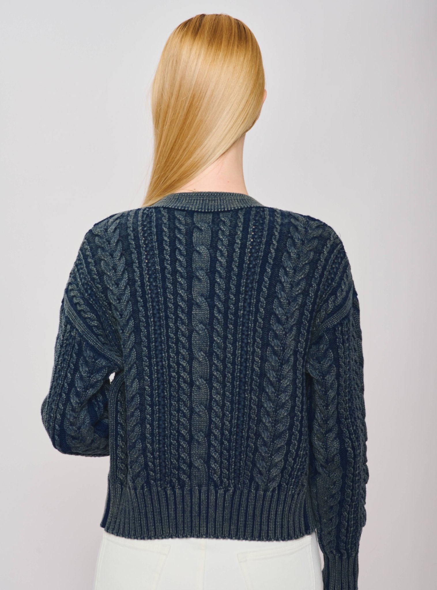 GANI cotton cardigan (Denim blue) - STELLAM