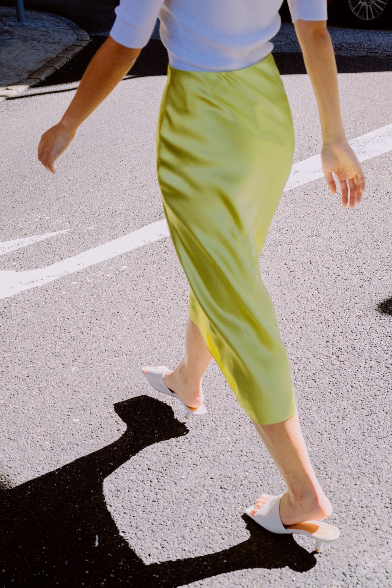 GLITTER B Mid-night midi skirt (Lime) - STELLAM