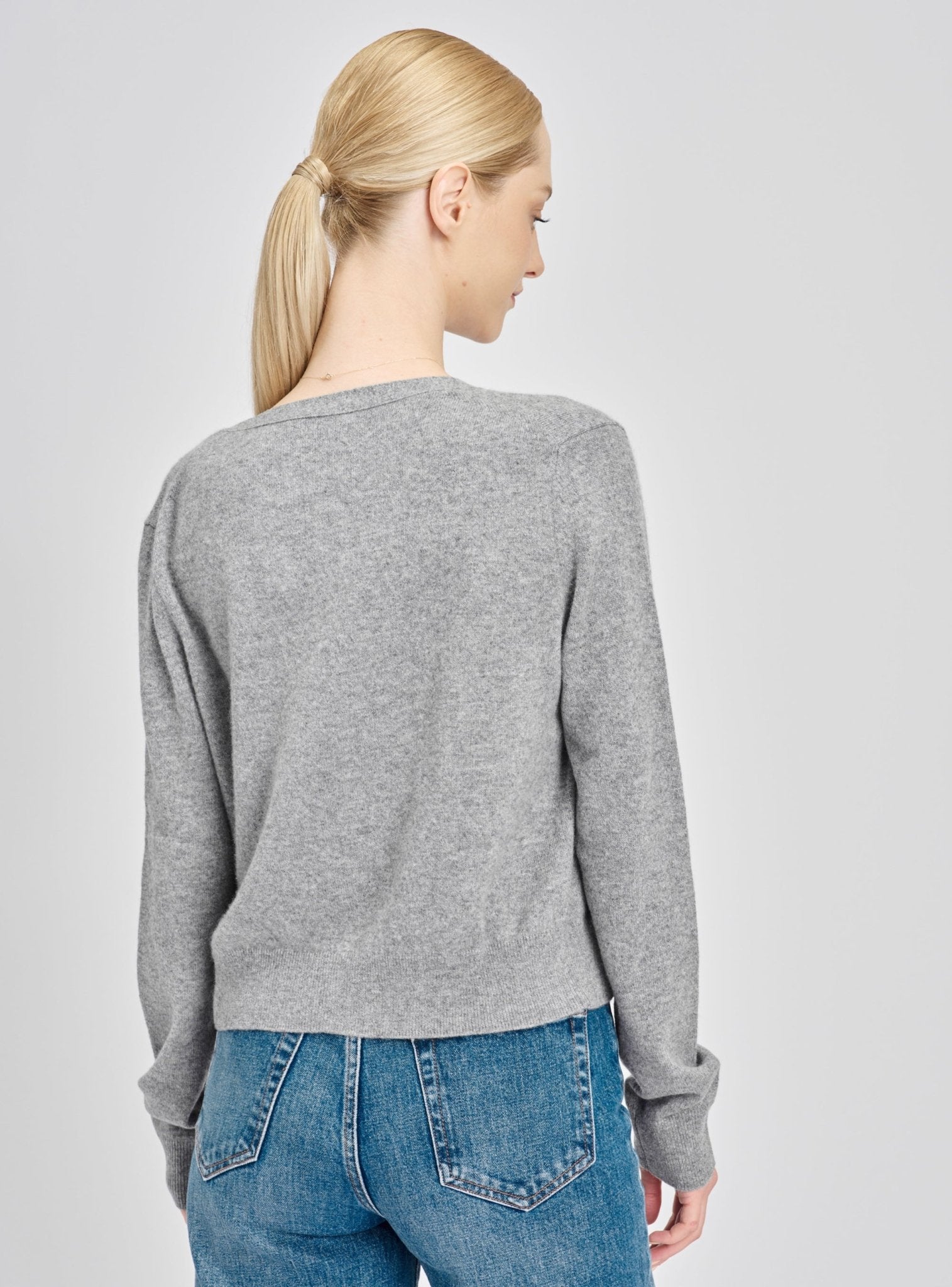 GRACE superfine cashmere cardigan (Grey) - STELLAM