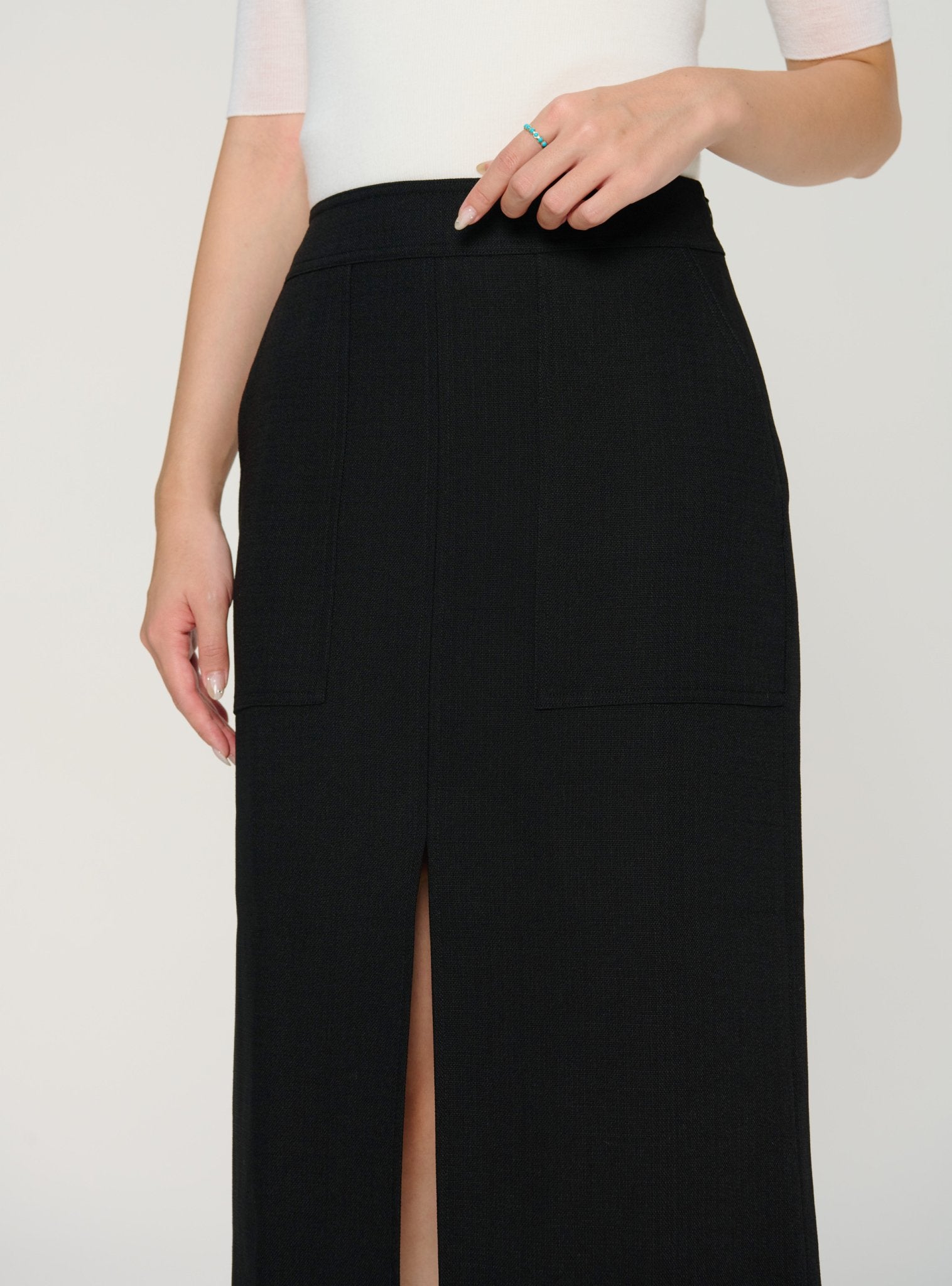 JAS midi skirt (Black) - STELLAM